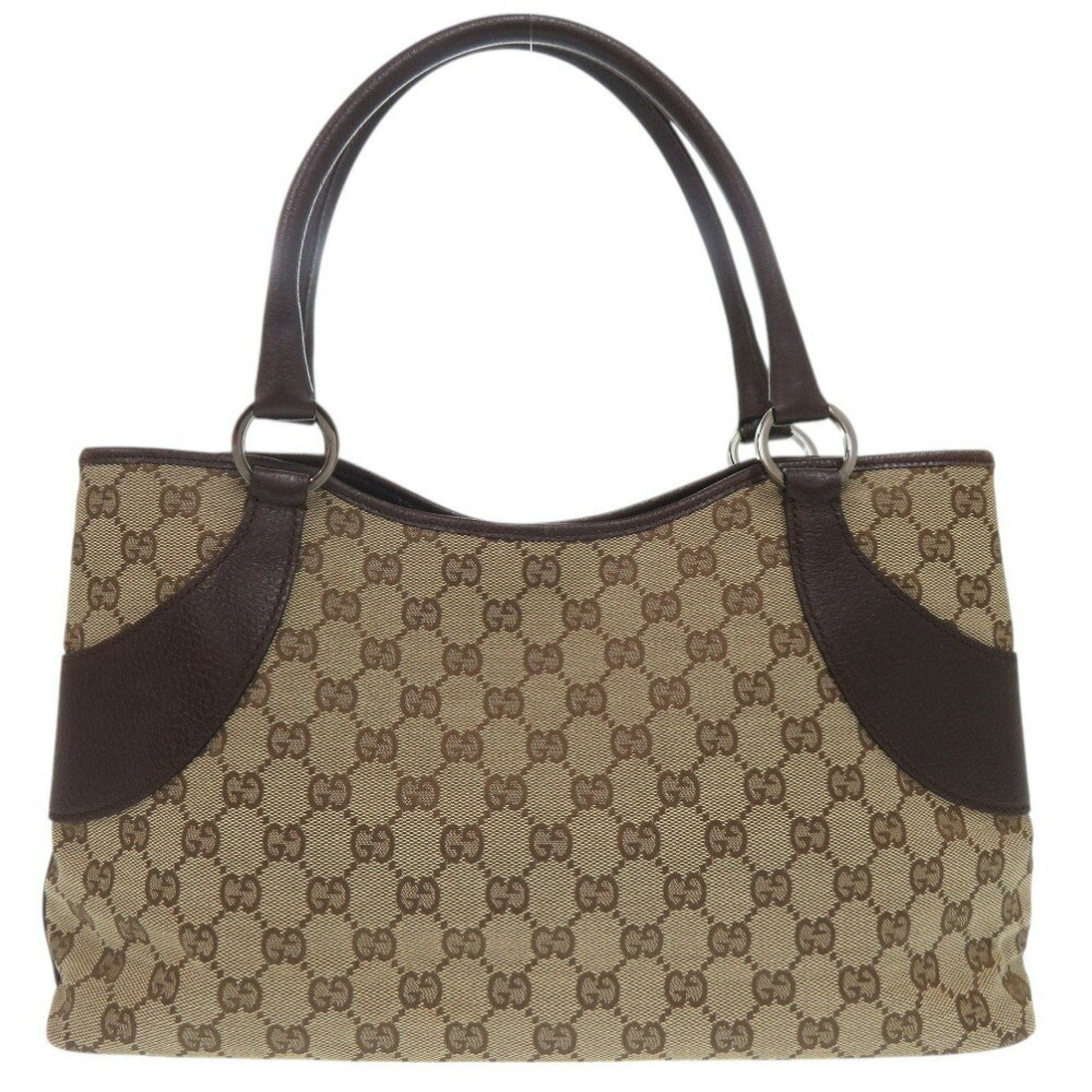 Gucci Beige Gg Canvas Leather Handbag Shoulder Bag