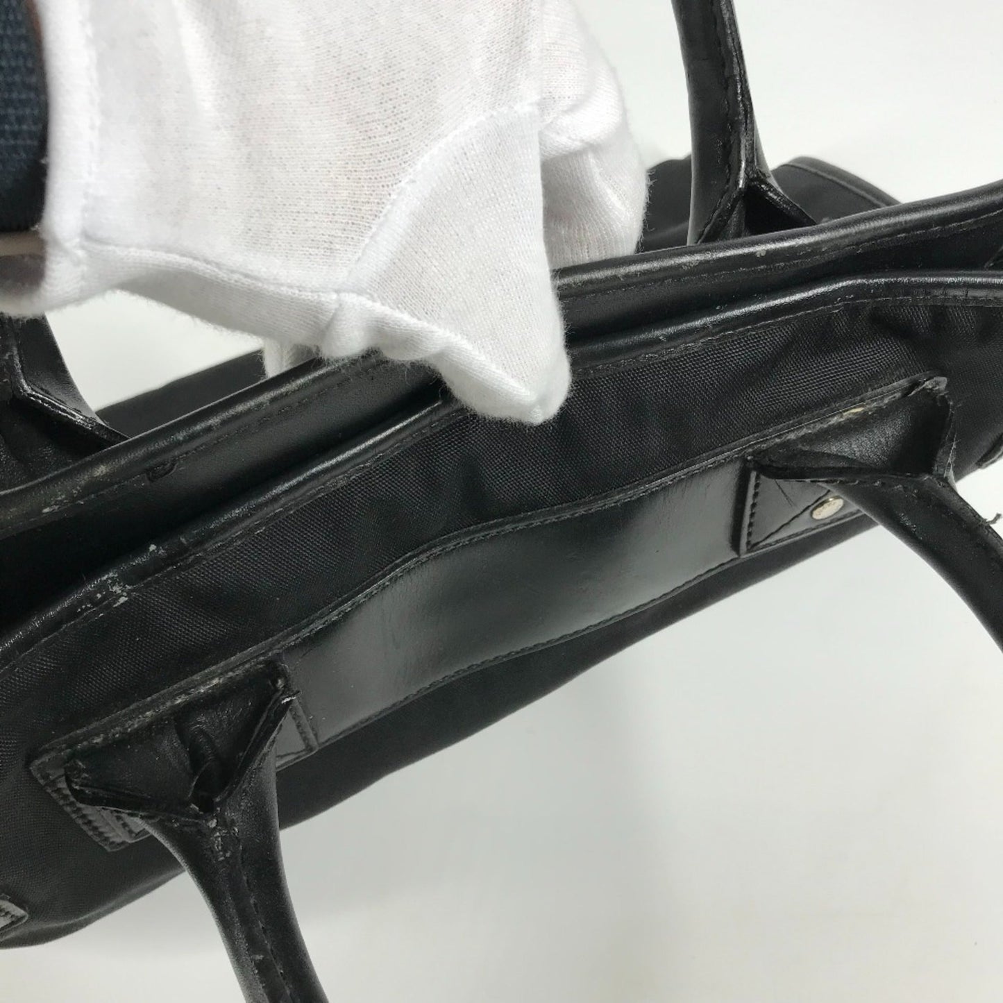 Gucci Black Nylon Leather Handbag Tote Bag