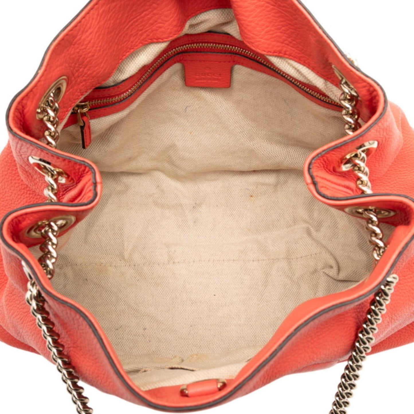 Gucci Orange Red Color Leather Handbag Shoulder Bag