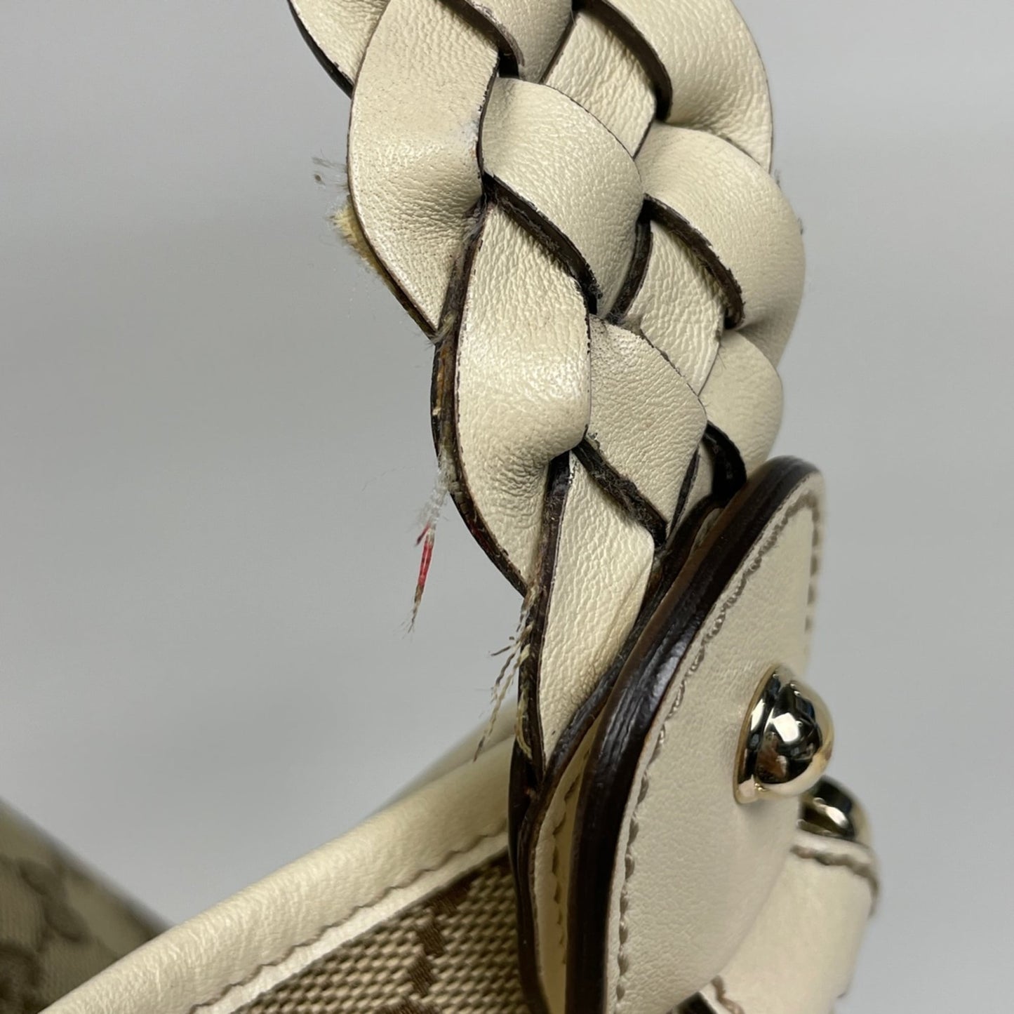 Gucci Horsebit Beige Gg Canvas Leather Handbag Shoulder Bag