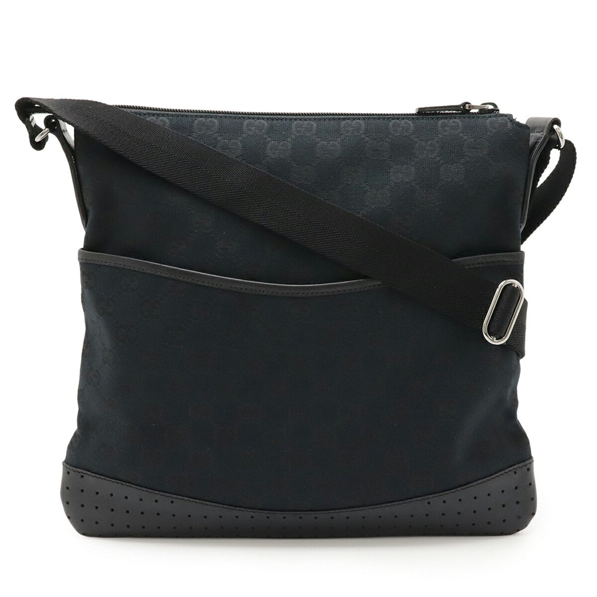 Gucci Black Canvas Leather Shoulder Bag