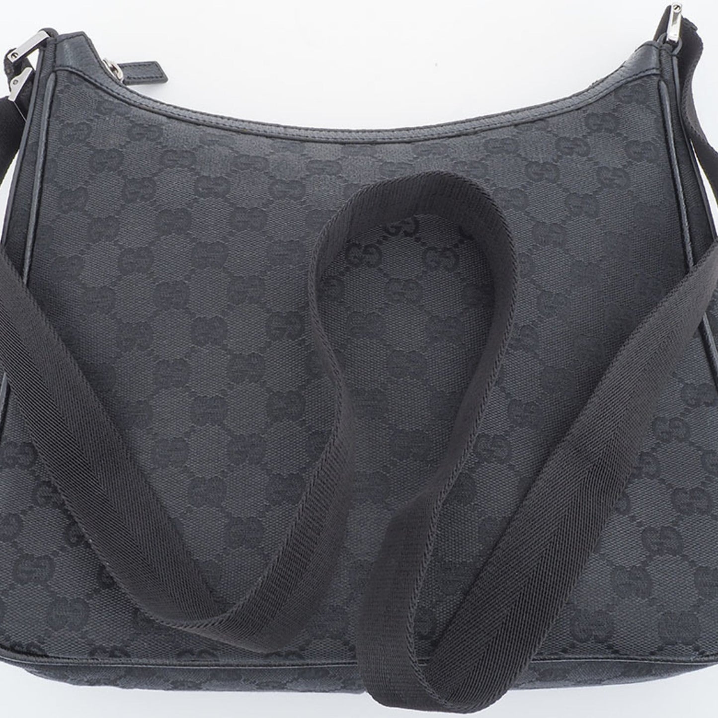 Gucci Gg Canvas Black Canvas Leather Shoulder Bag