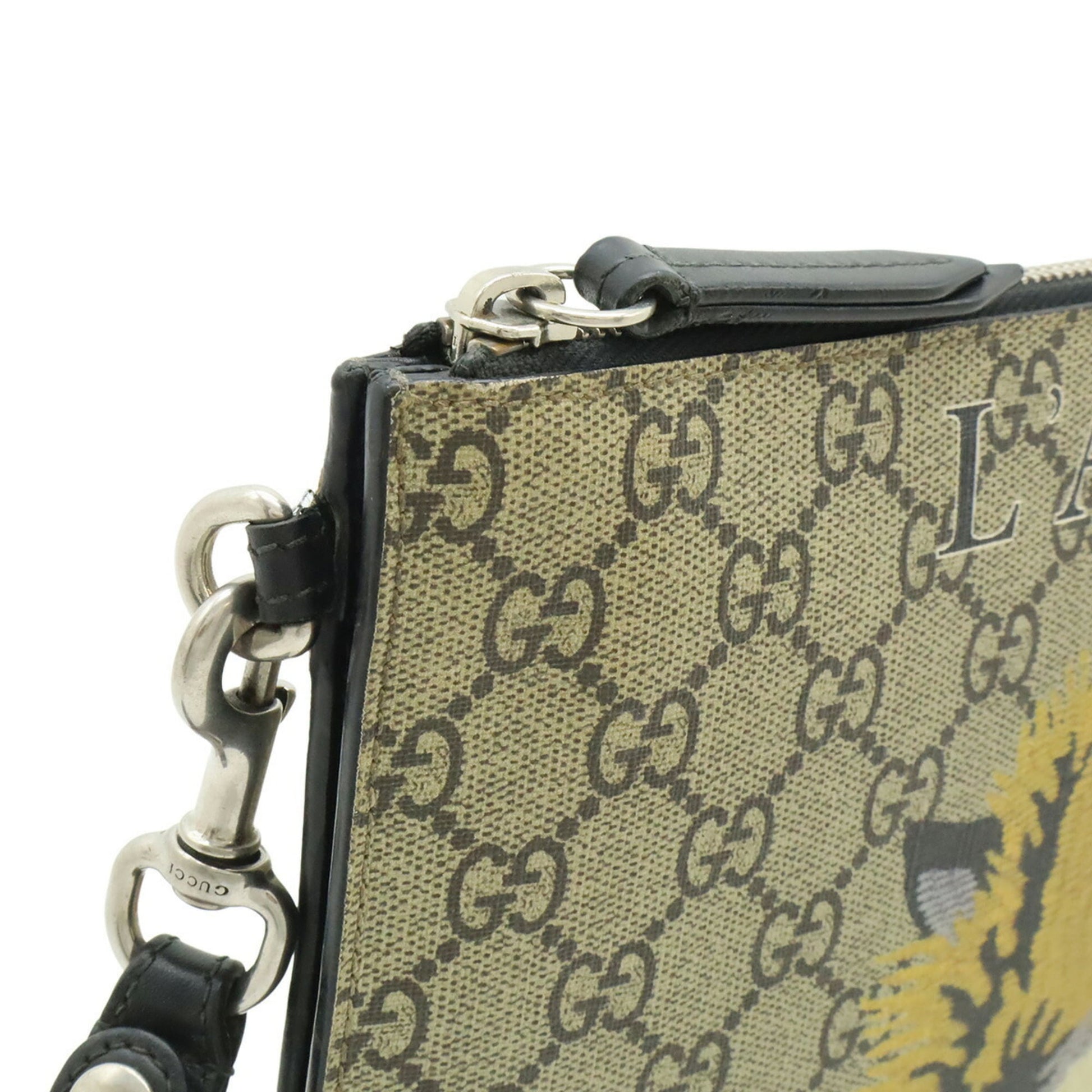 Gucci Beige Khaki Multi-Color Yellow Gg Supreme Clutch Bag