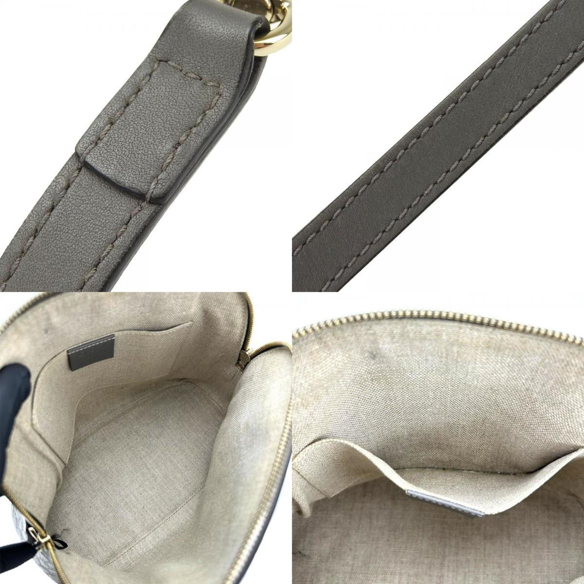 Gucci Gray Leather Handbag Shoulder Bag