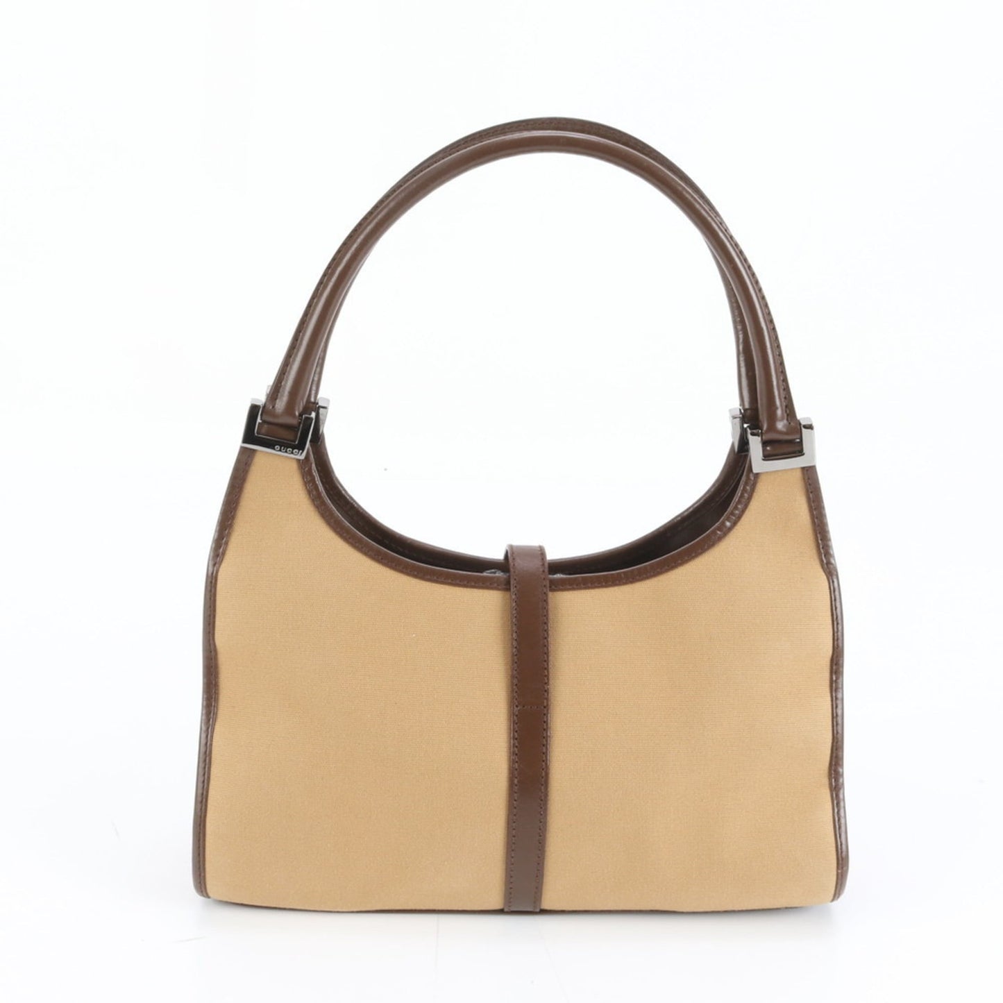 Gucci Brown Leather Canvas Shoulder Bag
