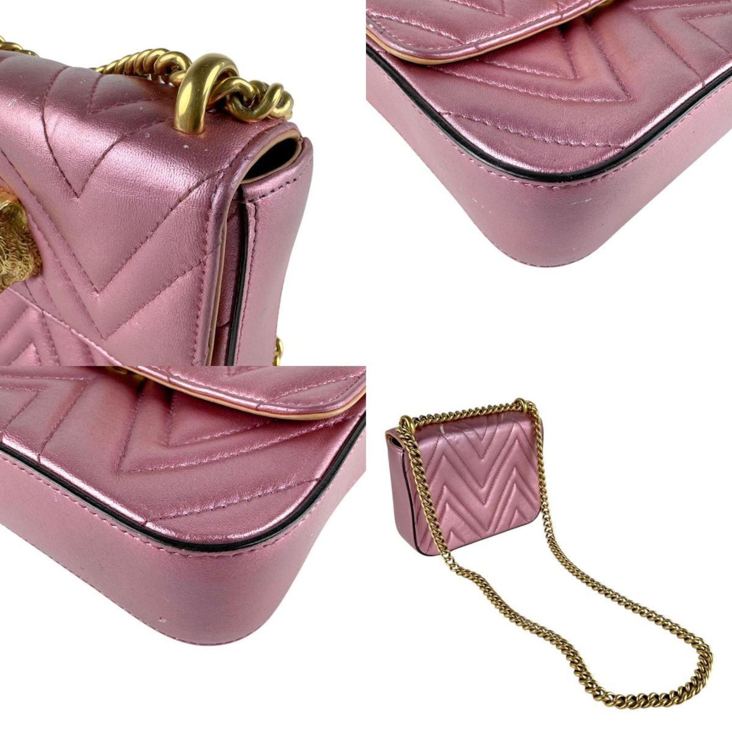 Gucci Metallic Pink Leather Shoulder Bag