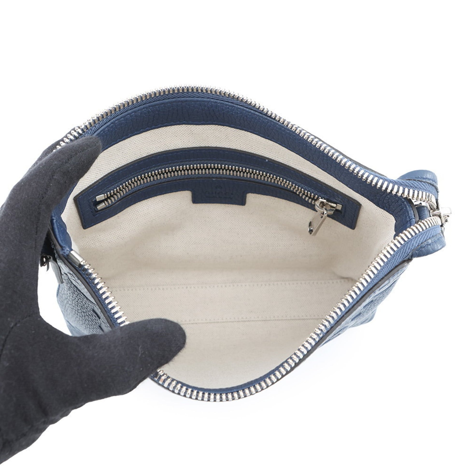 Gucci Navy Leather Clutch Bag Messenger Bag Shoulder Bag