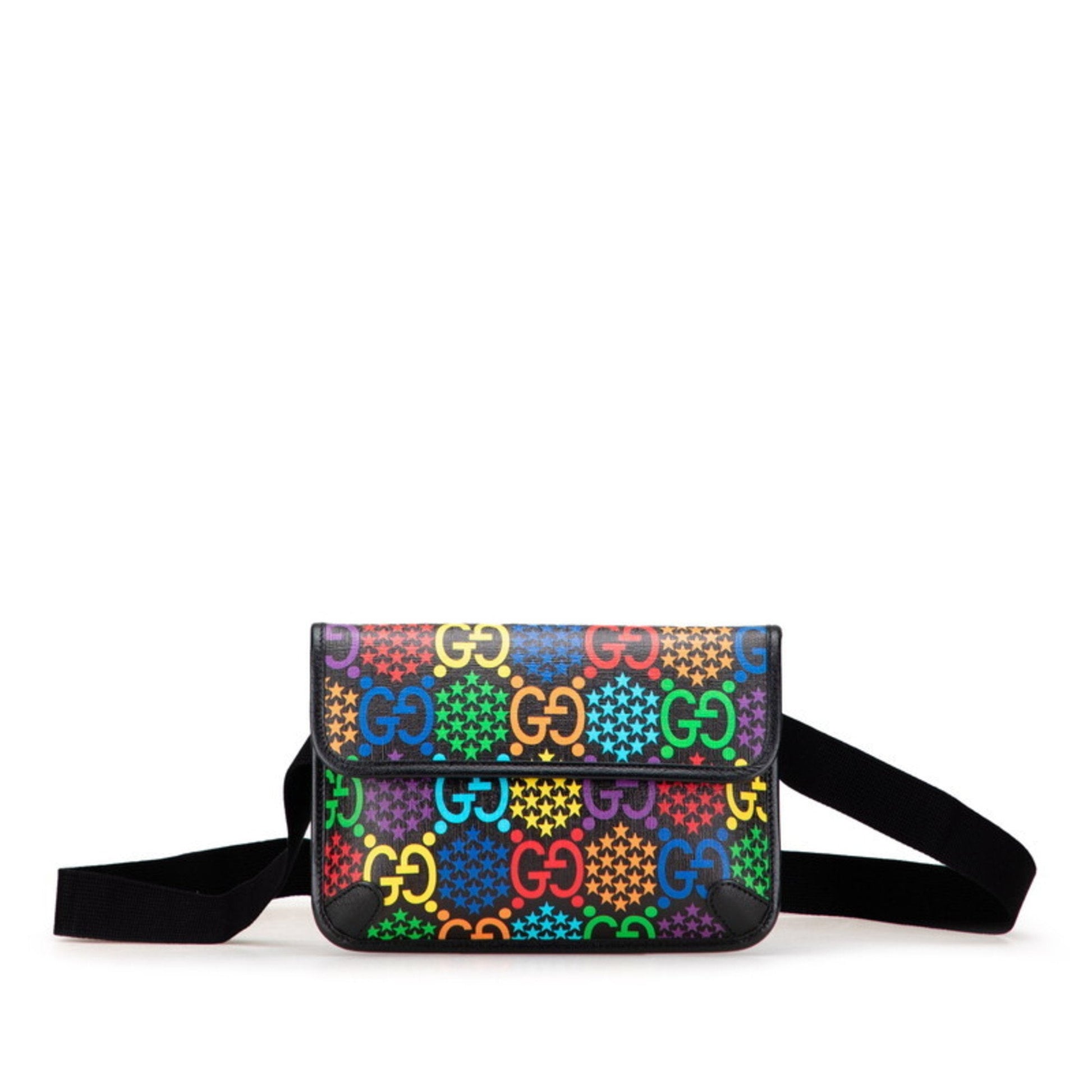 Gucci Black Multi-Color Pvc Leather Fanny Pack