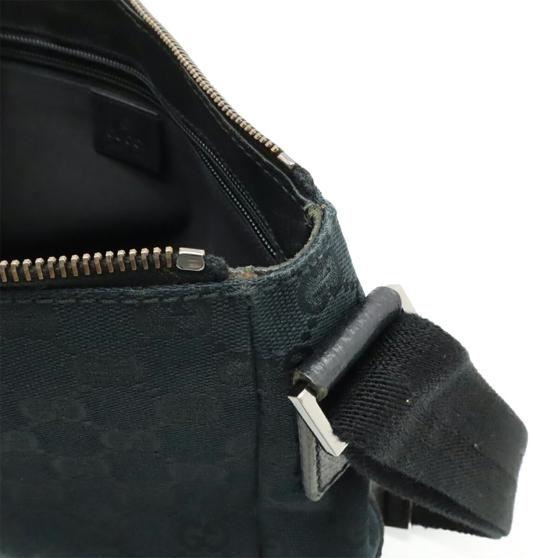 Gucci Black Gg Canvas Leather Shoulder Bag