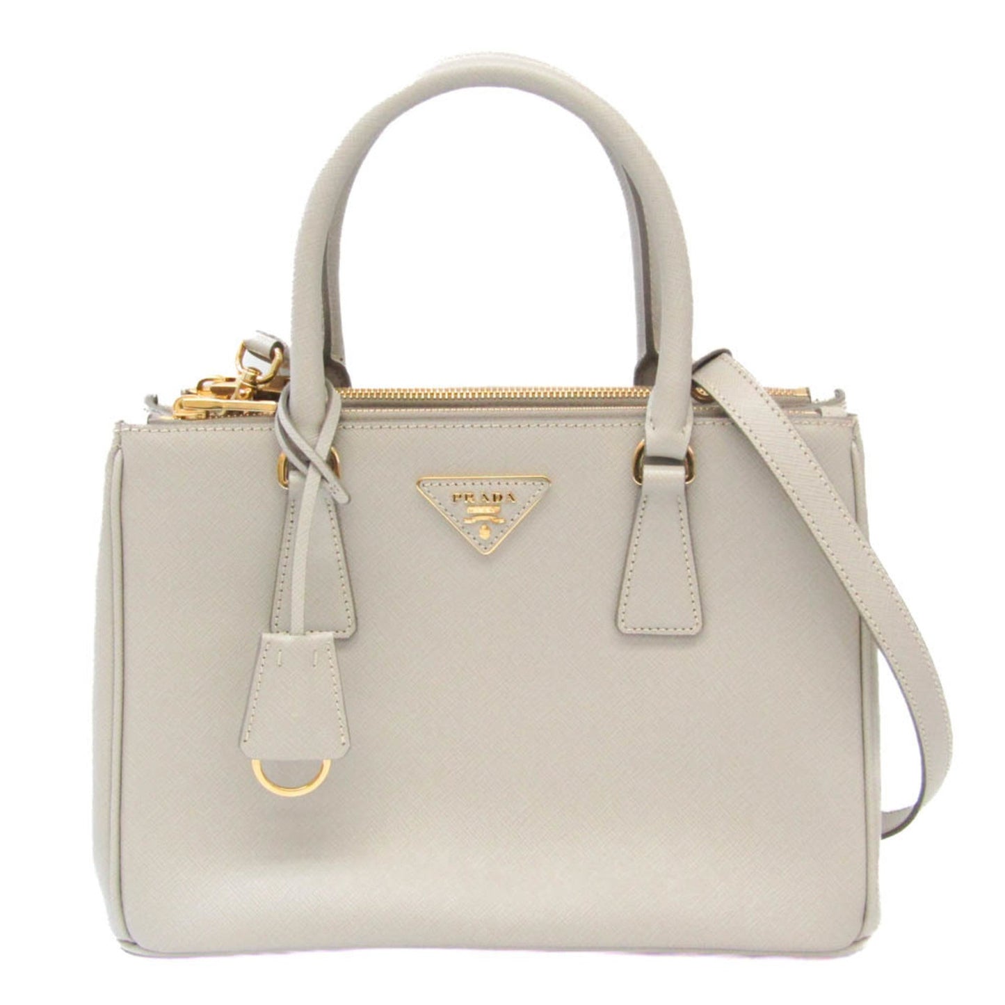 Prada Galleria Women Lux Handbag Shoulder Bag Light Saffiano Gray Medium