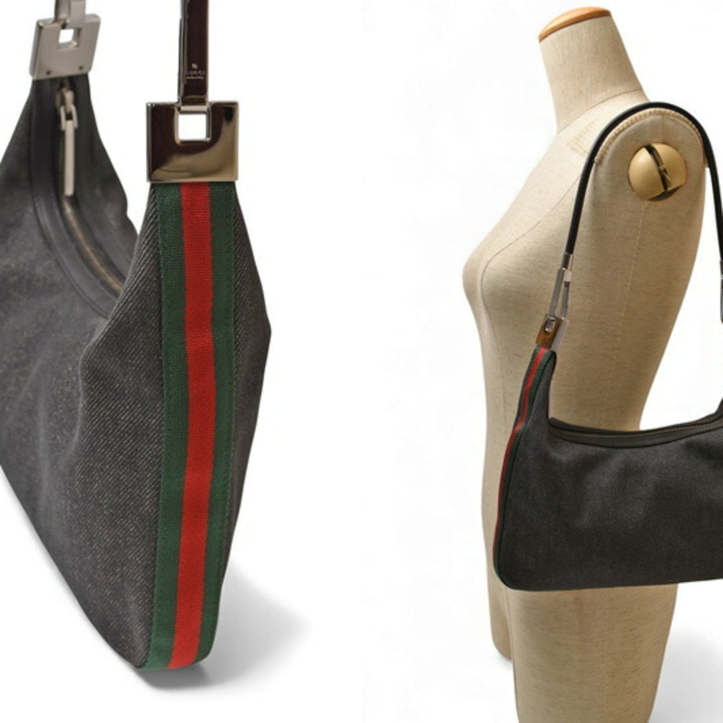 Gucci Green Denim Shoulder Bag