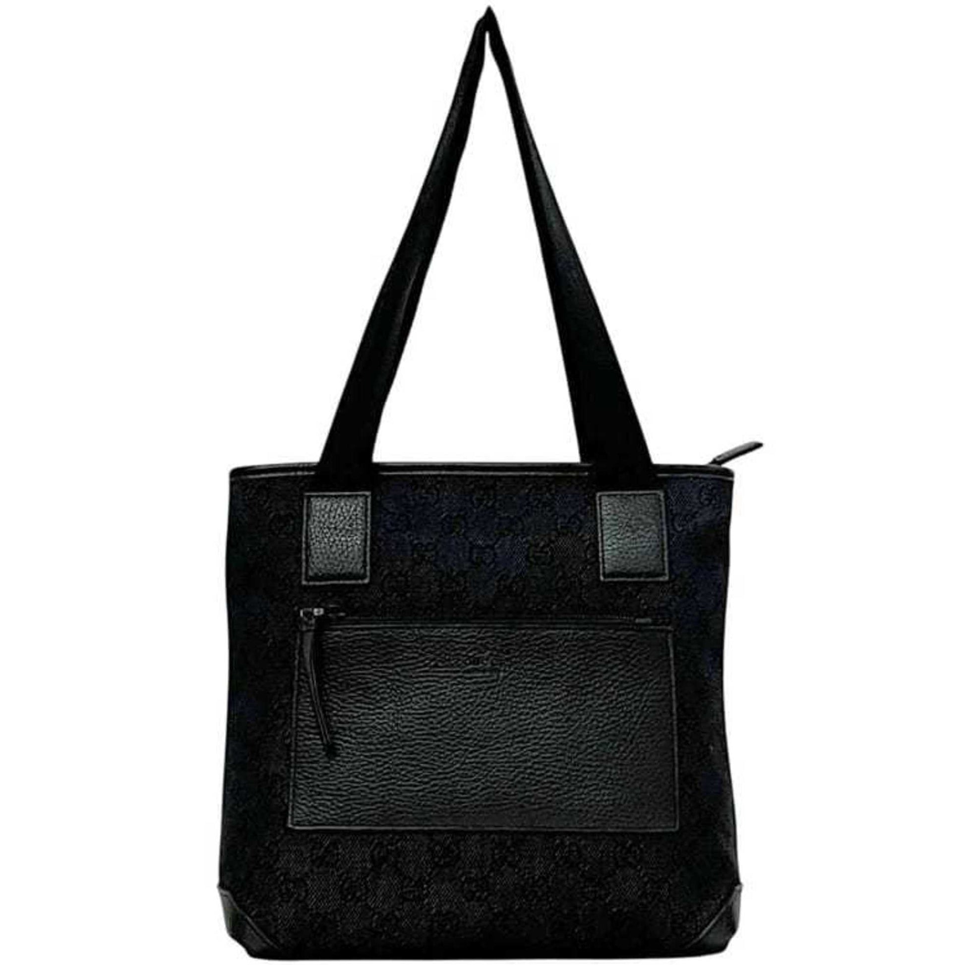 Gucci Gg Canvas Black Gg Canvas Leather Tote Bag