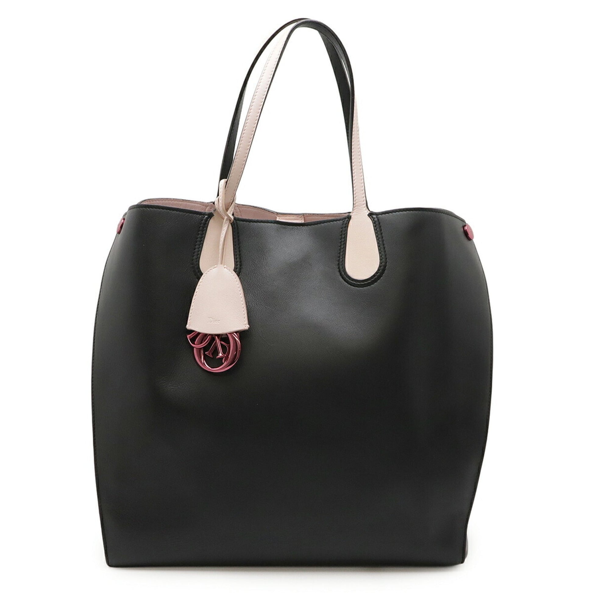 Dior Handbag Christian Tote Bag Leather Black Pink