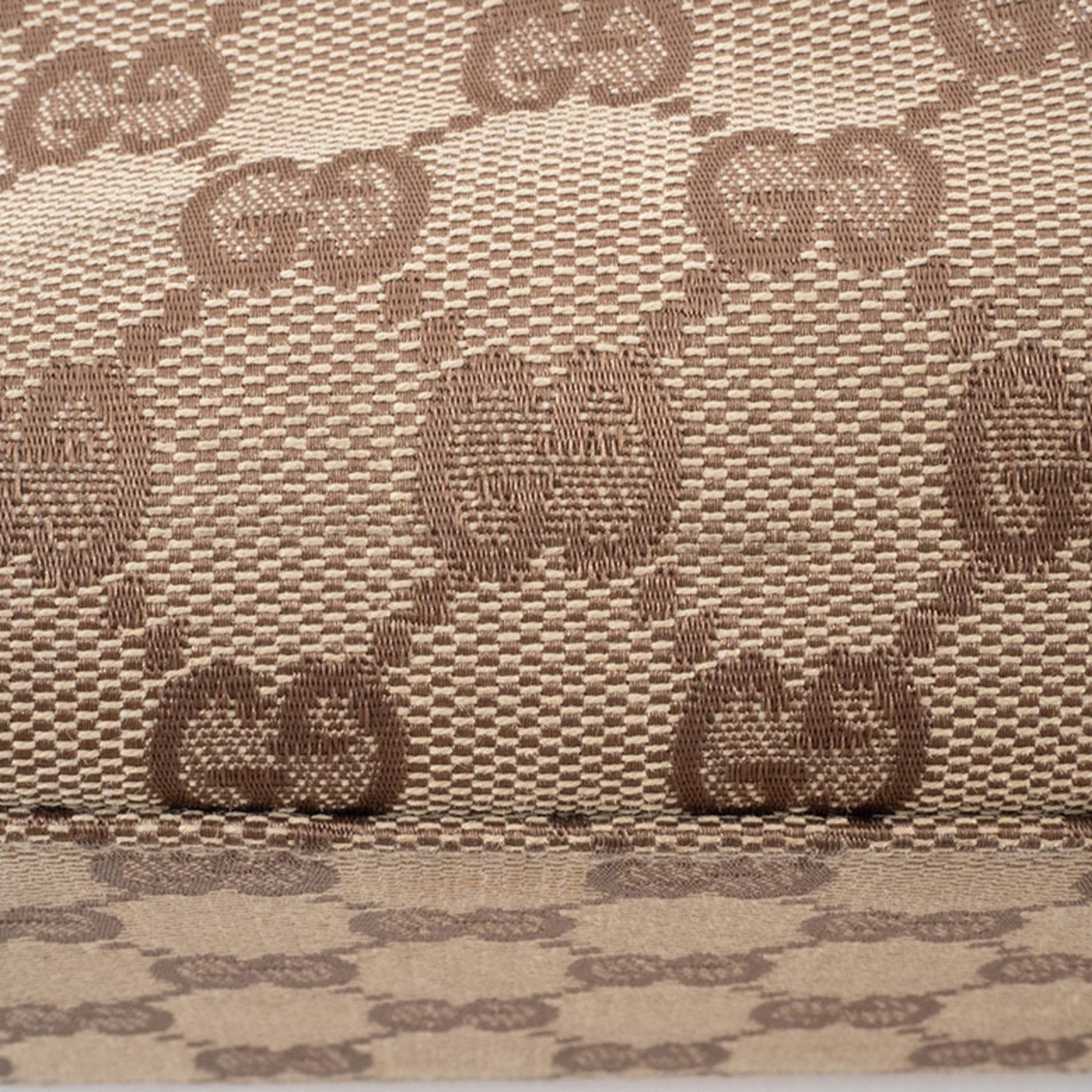 Gucci Beige Black Bamboo Canvas Handbag