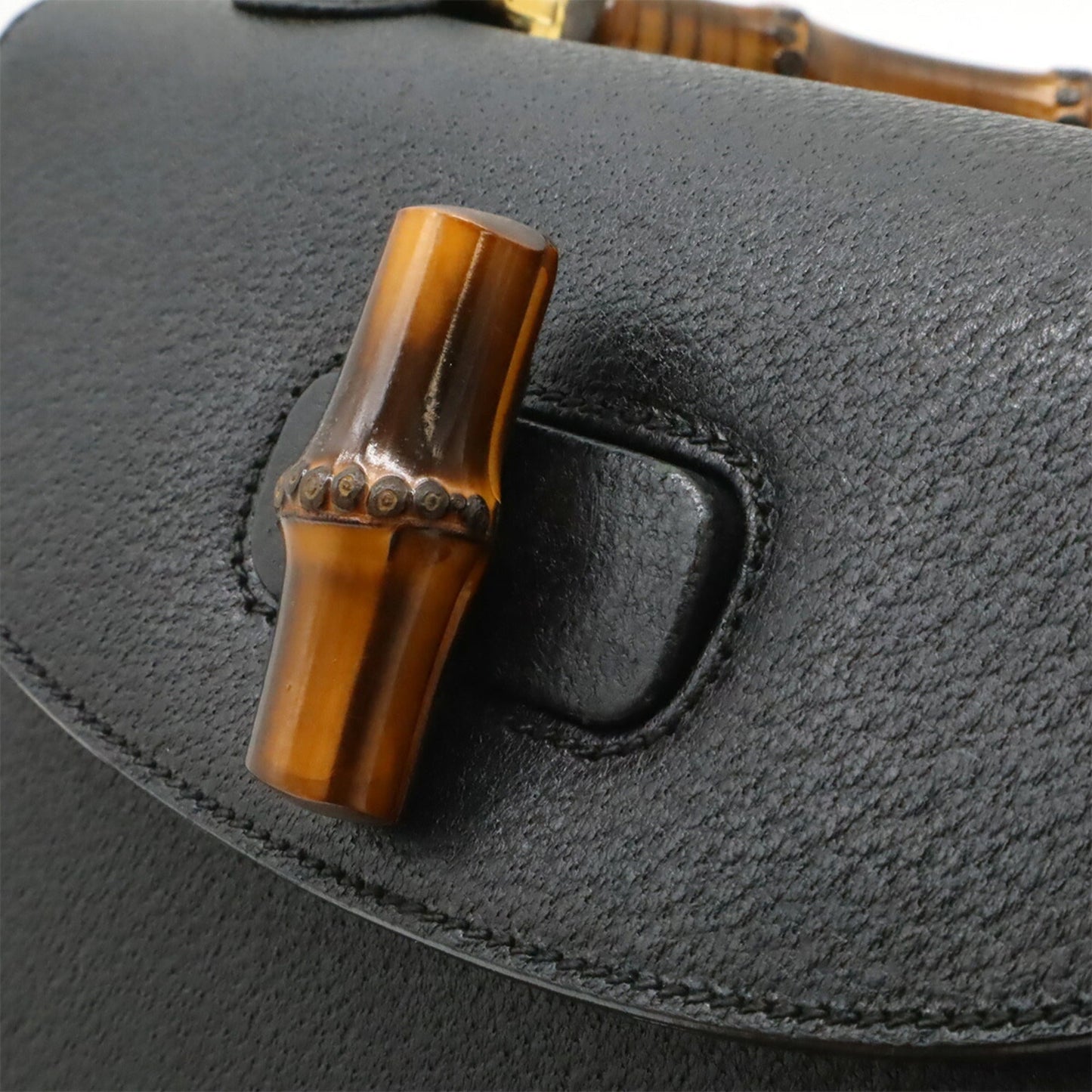 Gucci Black Bamboo Leather Handbag Shoulder Bag
