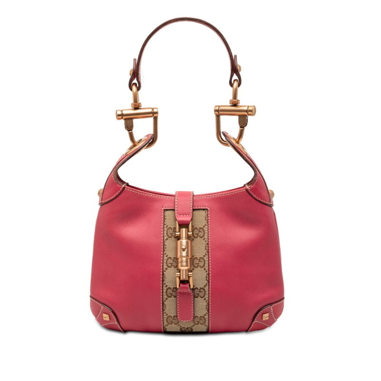Gucci Pink Leather Canvas Handbag Shoulder Bag