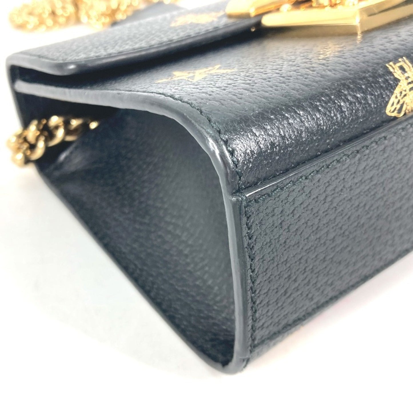 Gucci Black Gold Leather Pochette Shoulder Bag
