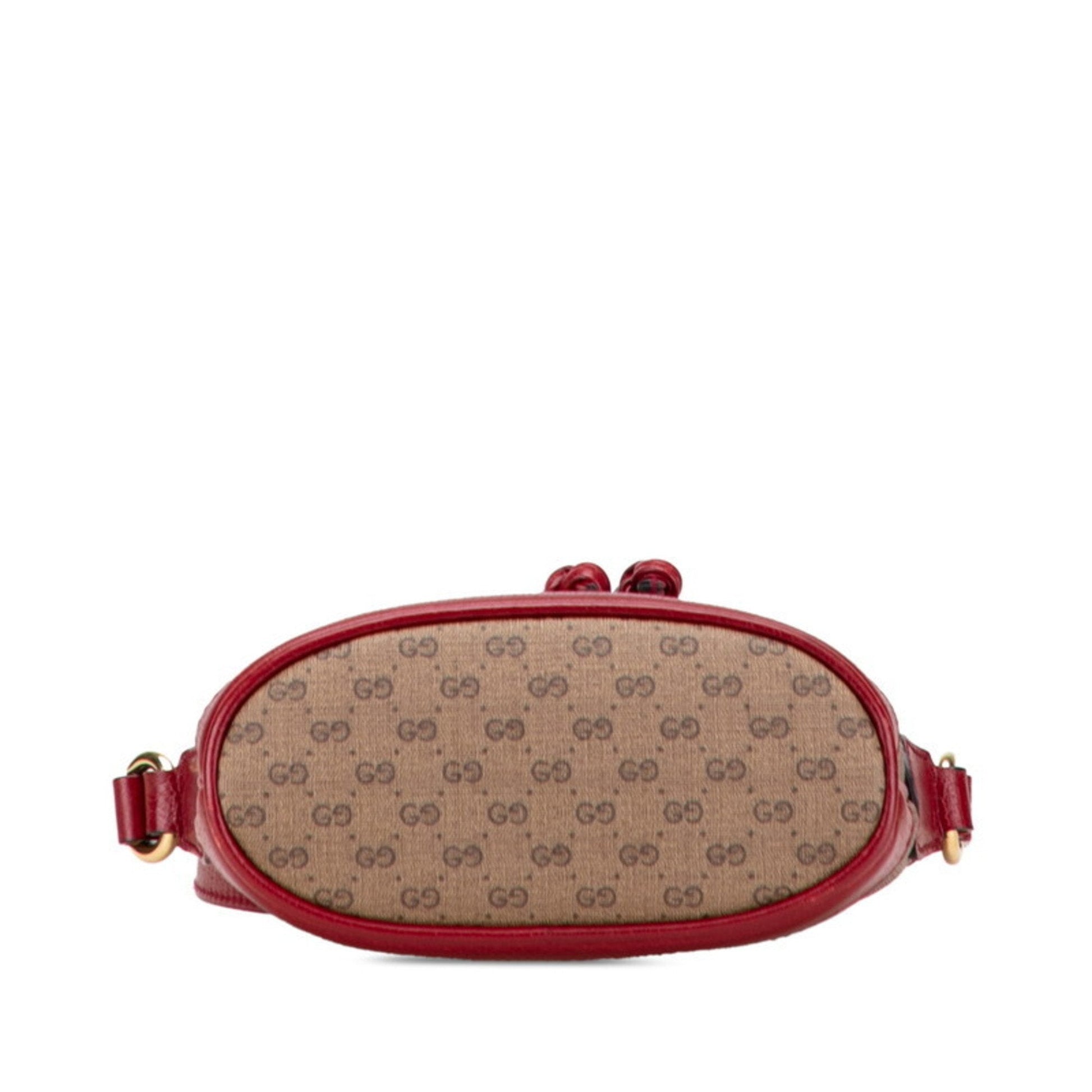 Gucci Brown Red Color Pvc Leather Shoulder Bag