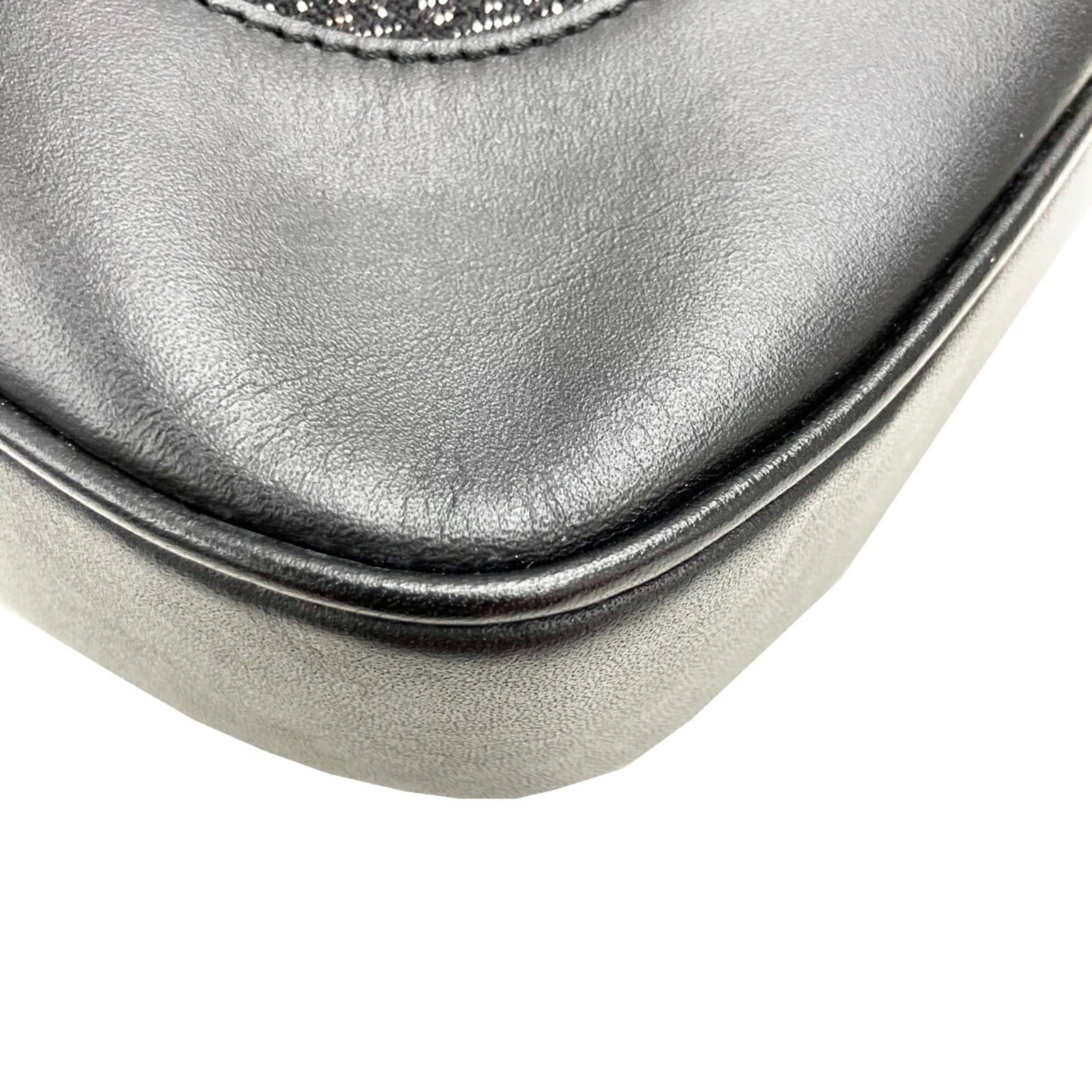 Gucci Black Canvas Leather Handbag