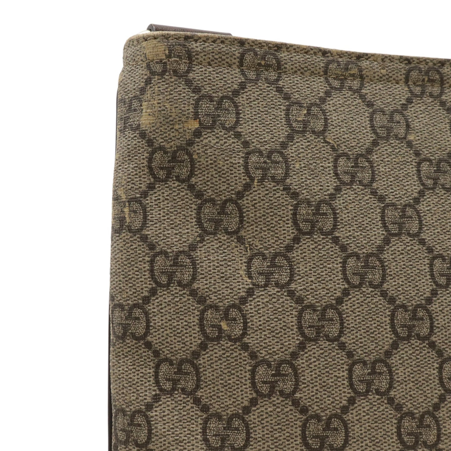 Gucci Beige Dark Brown Khaki Gg Supreme Leather Shoulder Bag