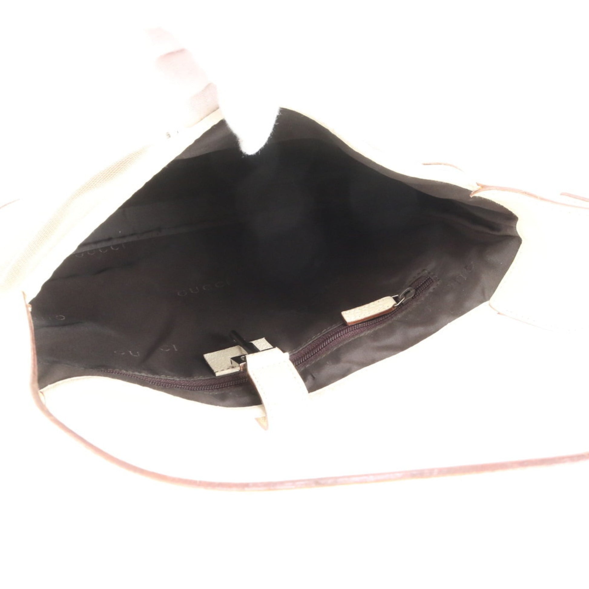 Gucci Beige Leather Canvas Shoulder Bag