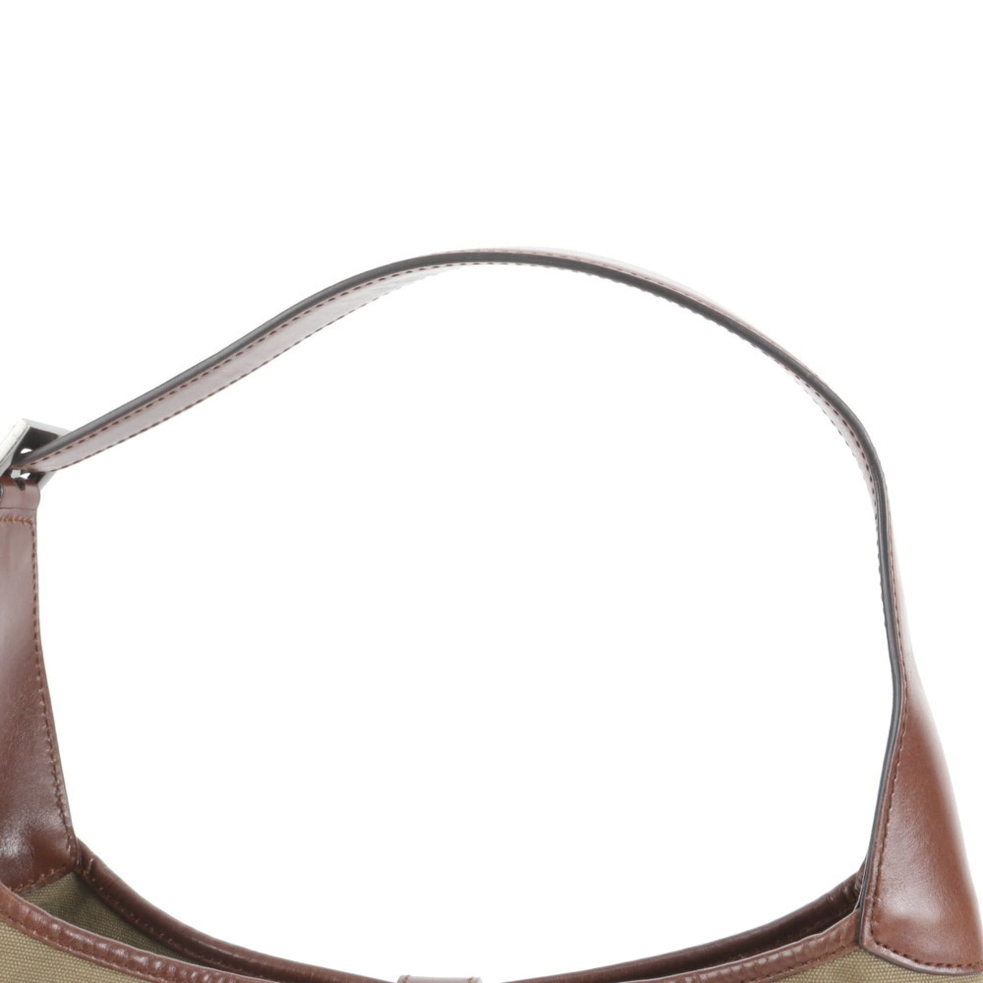 Gucci Brown Leather Canvas Shoulder Bag