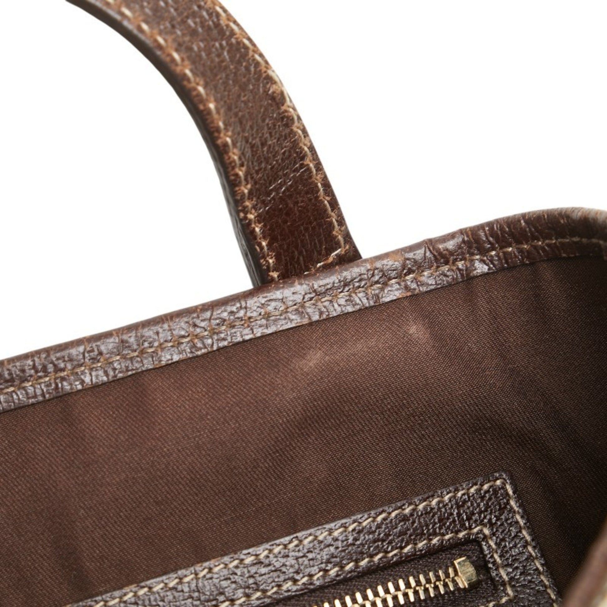 Gucci Gg Canvas Beige Brown Gg Canvas Leather Shoulder Bag Tote Bag