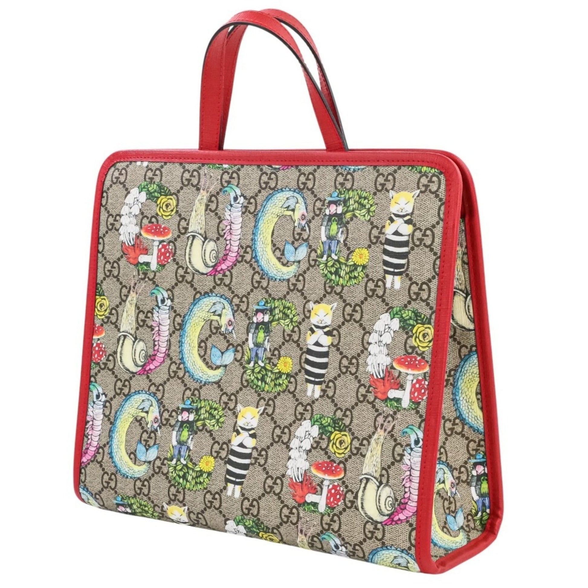 Gucci Beige Red Color Gg Supreme Tote Bag