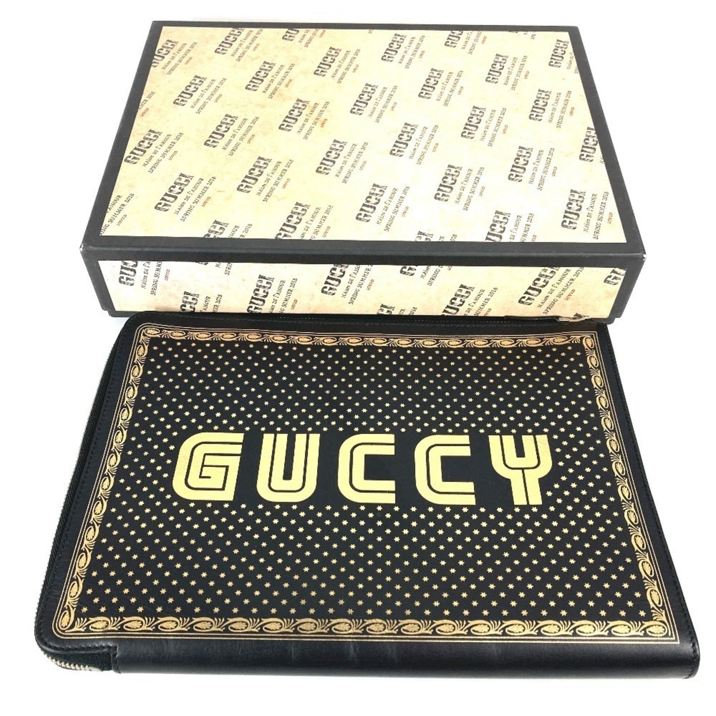 Gucci Black Leather Clutch Bag Pouch