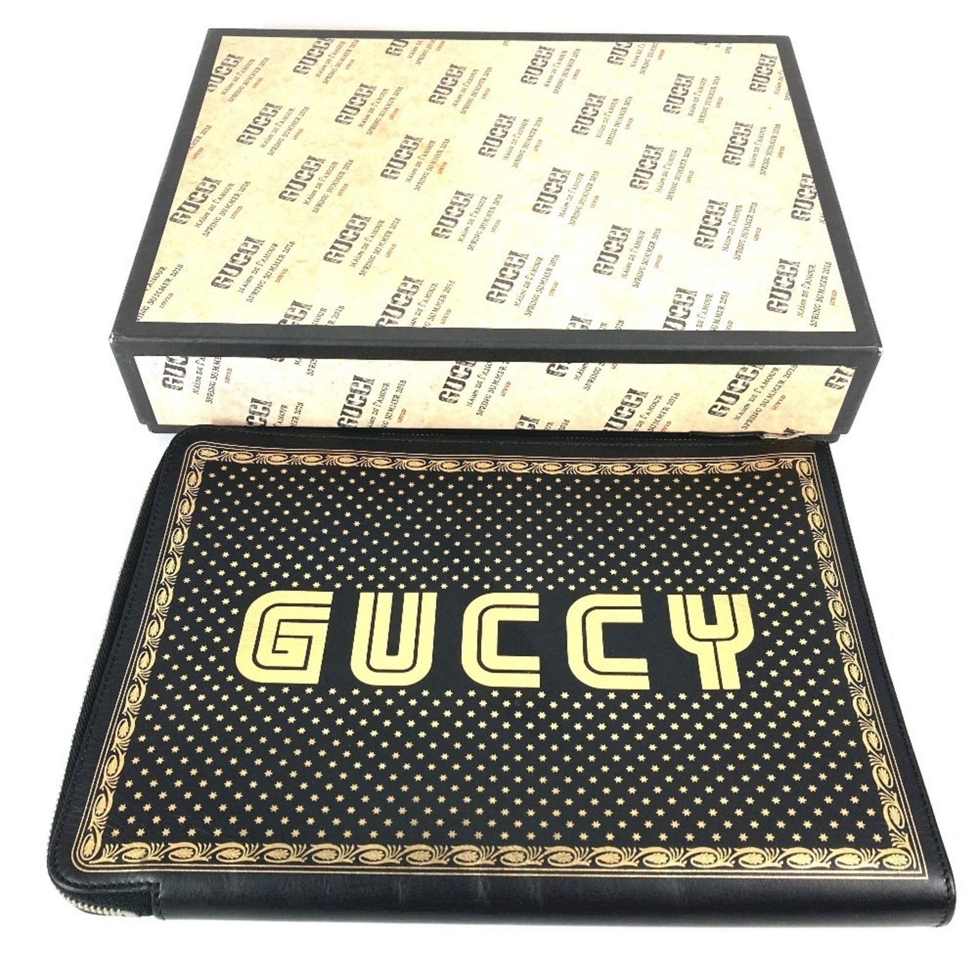 Gucci Black Leather Clutch Bag Pouch