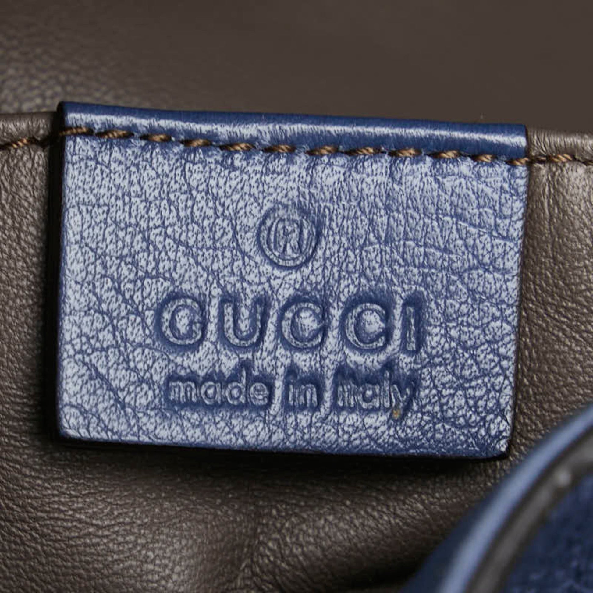 Gucci Bamboo Navy Leather Handbag Shoulder Bag