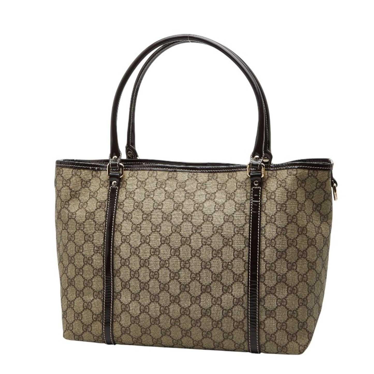 Gucci Beige Brown Pvc Leather Handbag Tote Bag