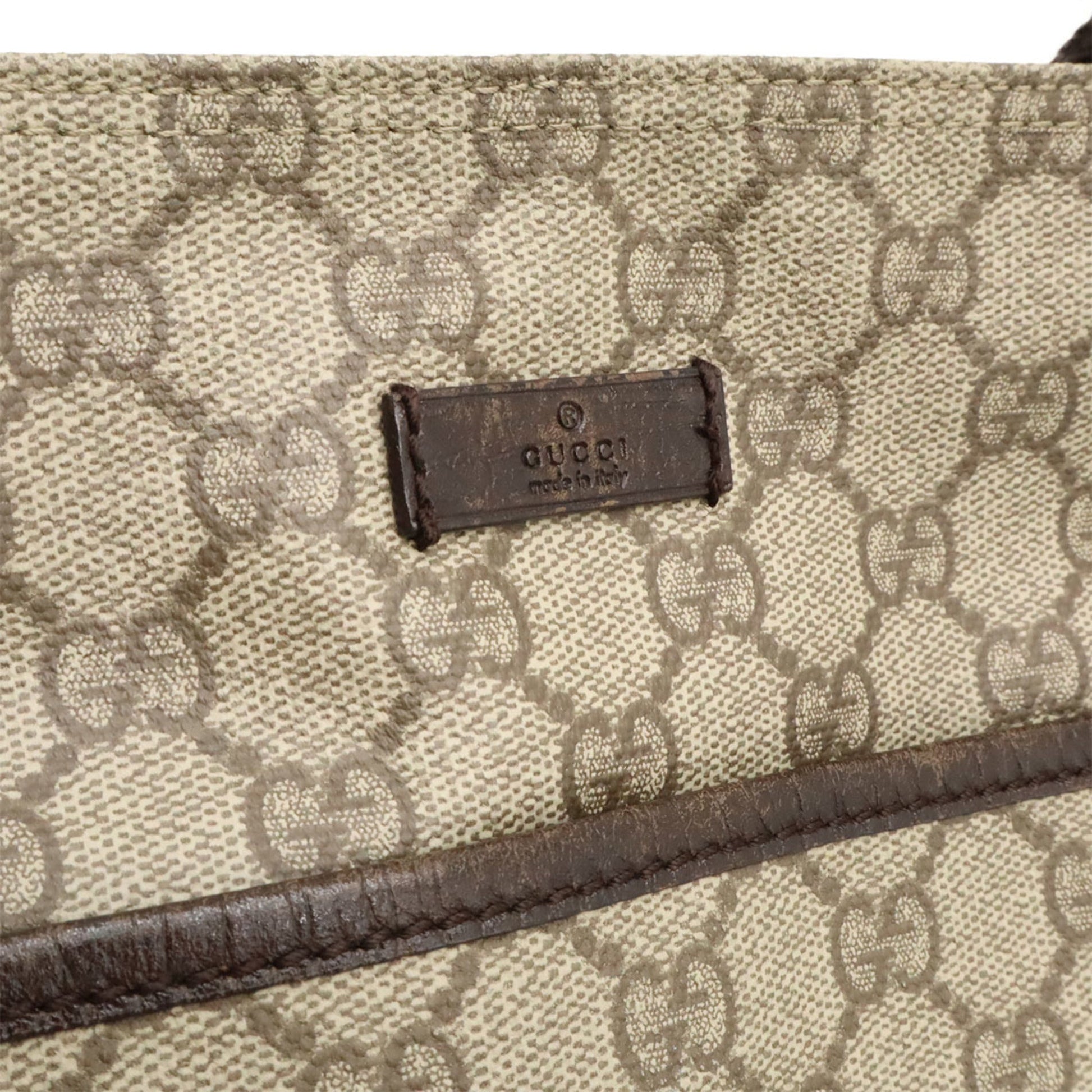 Gucci Beige Dark Brown Pvc Leather Shoulder Bag