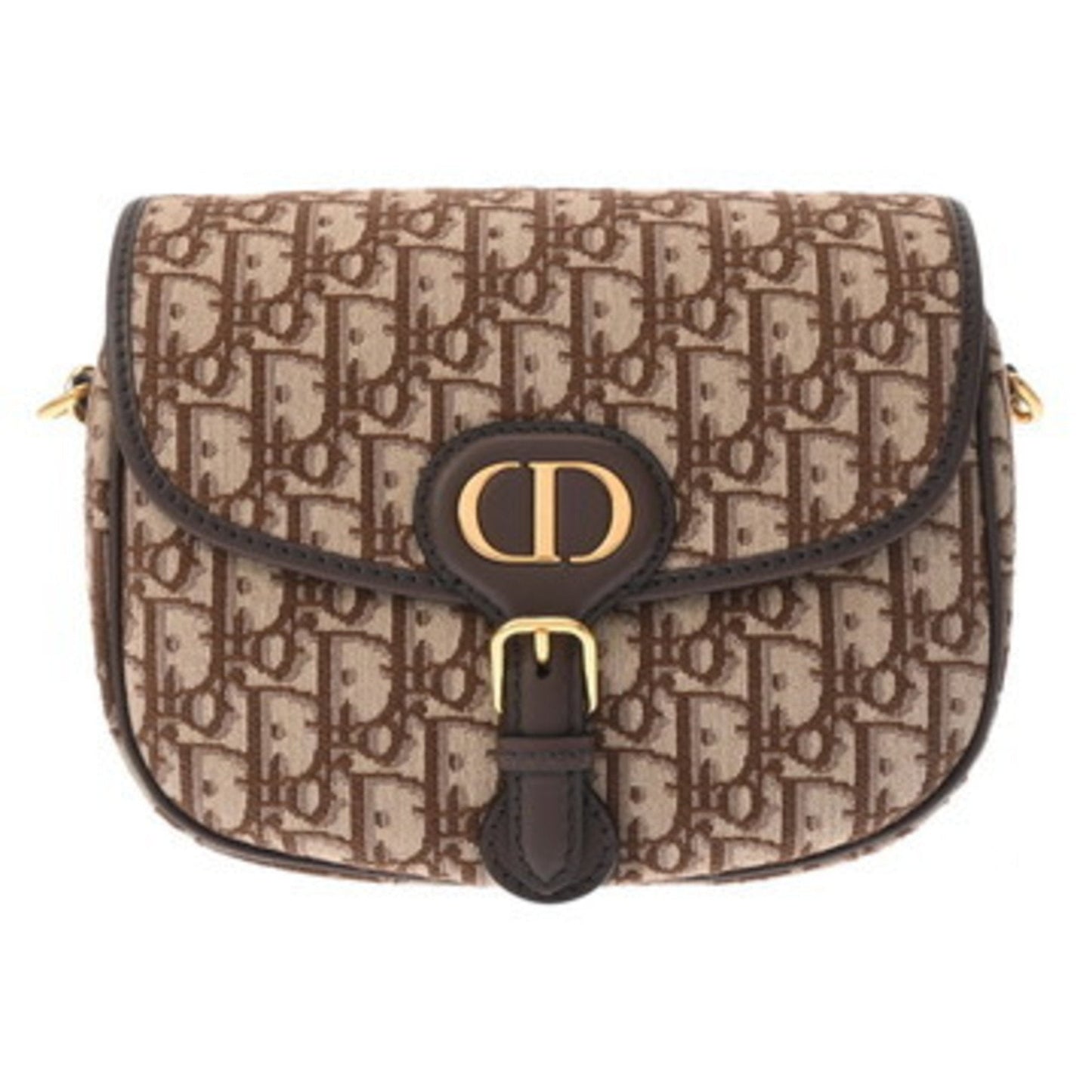 Dior Handbag Christian Jacquard Shoulder Bag Leather Brown