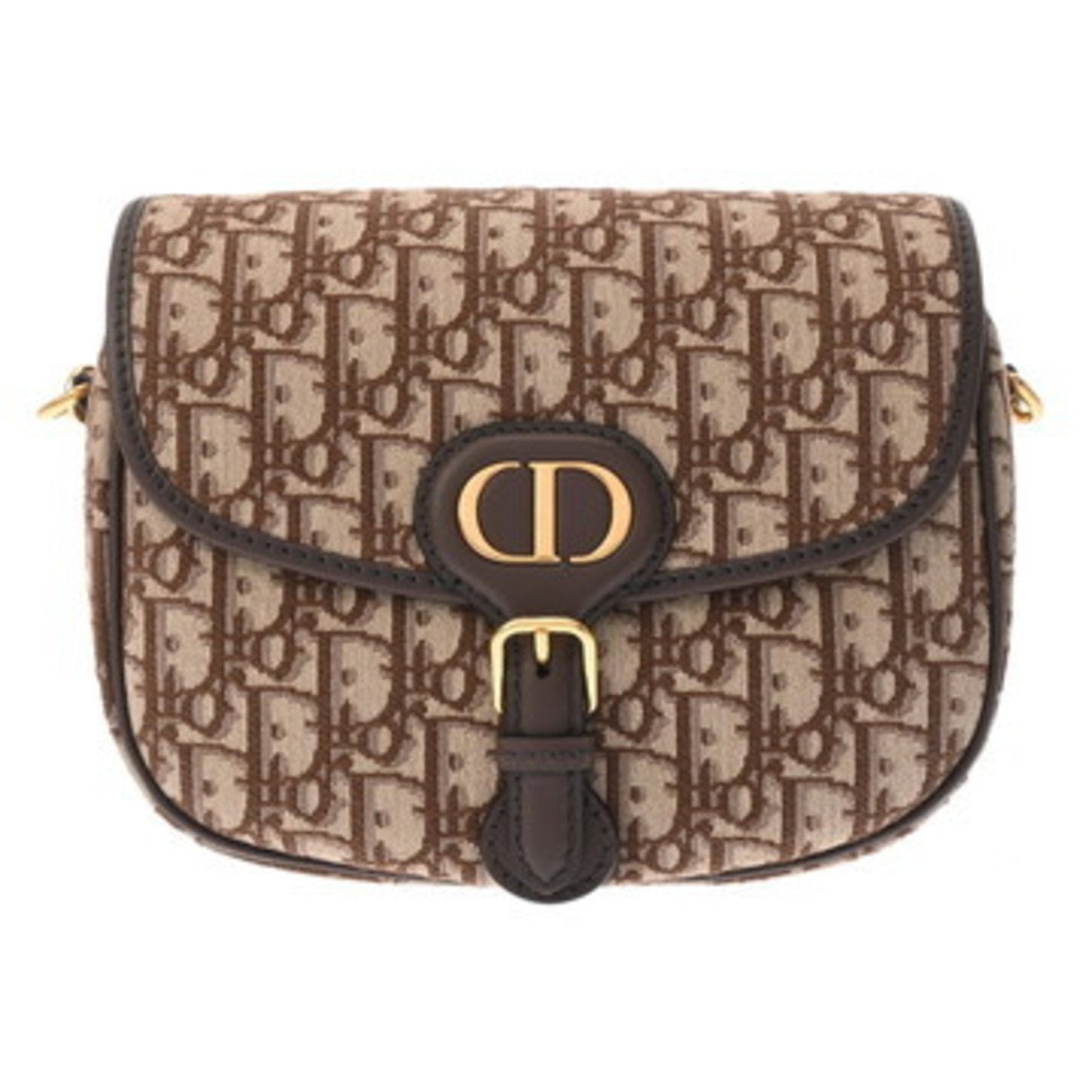 Dior Handbag Christian Jacquard Shoulder Bag Leather Brown