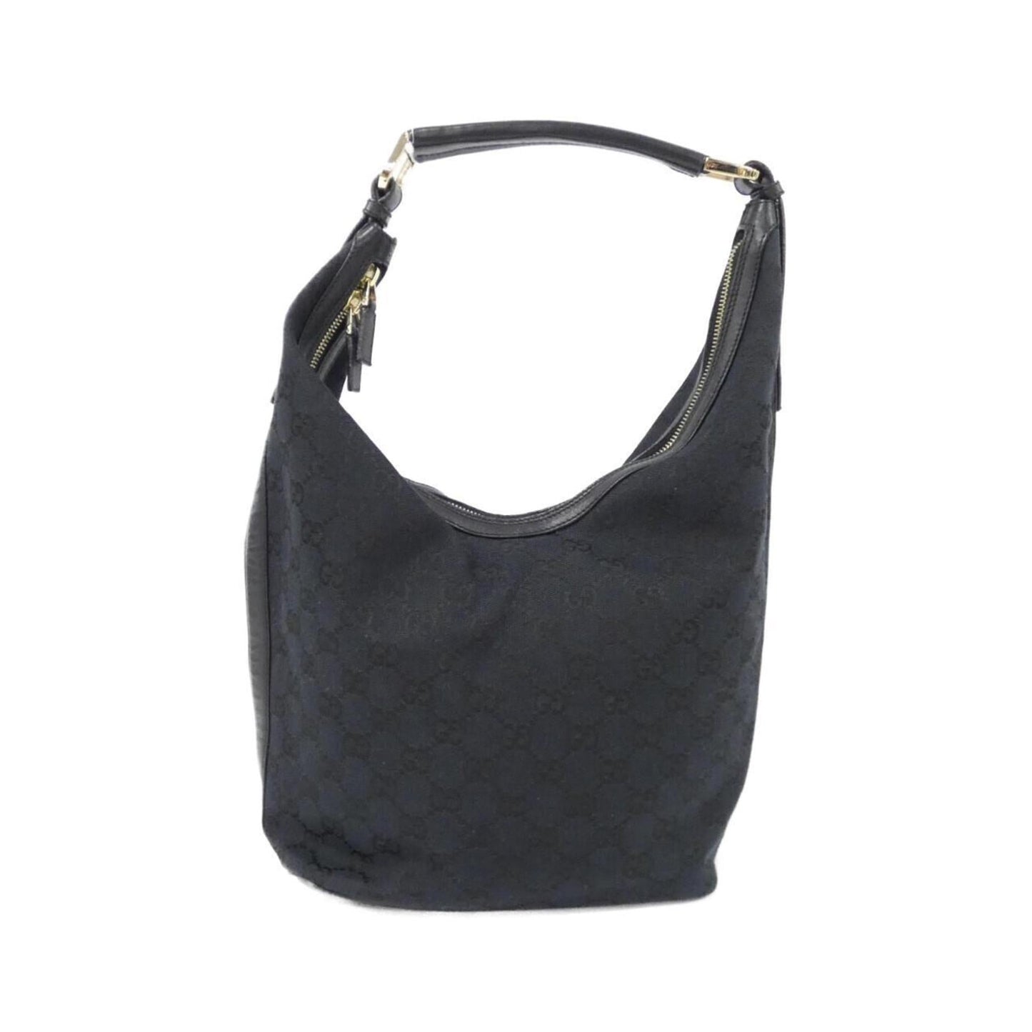 Gucci Black Gg Canvas Leather Shoulder Bag