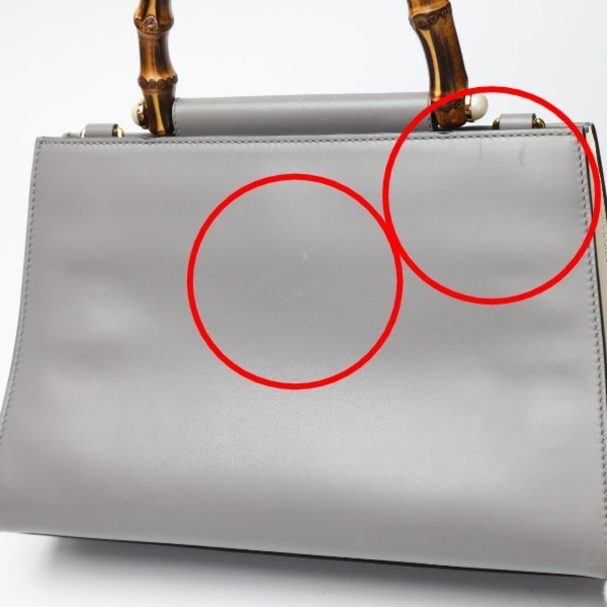 Gucci Gray Bamboo Handbag