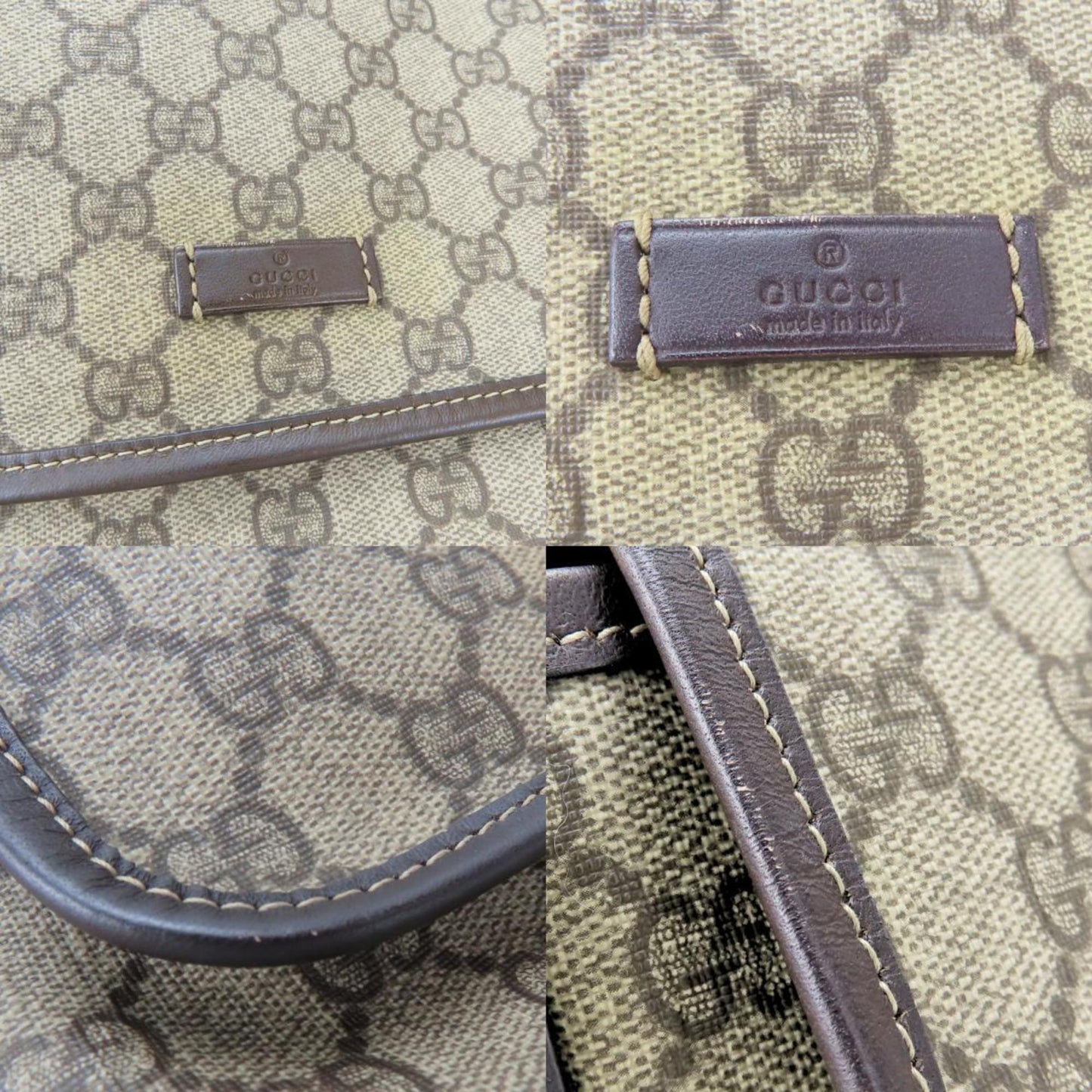 Gucci Beige Dark Brown Gg Supreme Leather Shoulder Bag