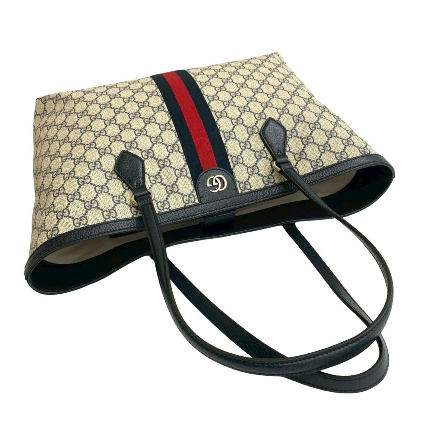 Gucci Navy Red Color Leather Pvc Handbag Shoulder Bag Tote Bag