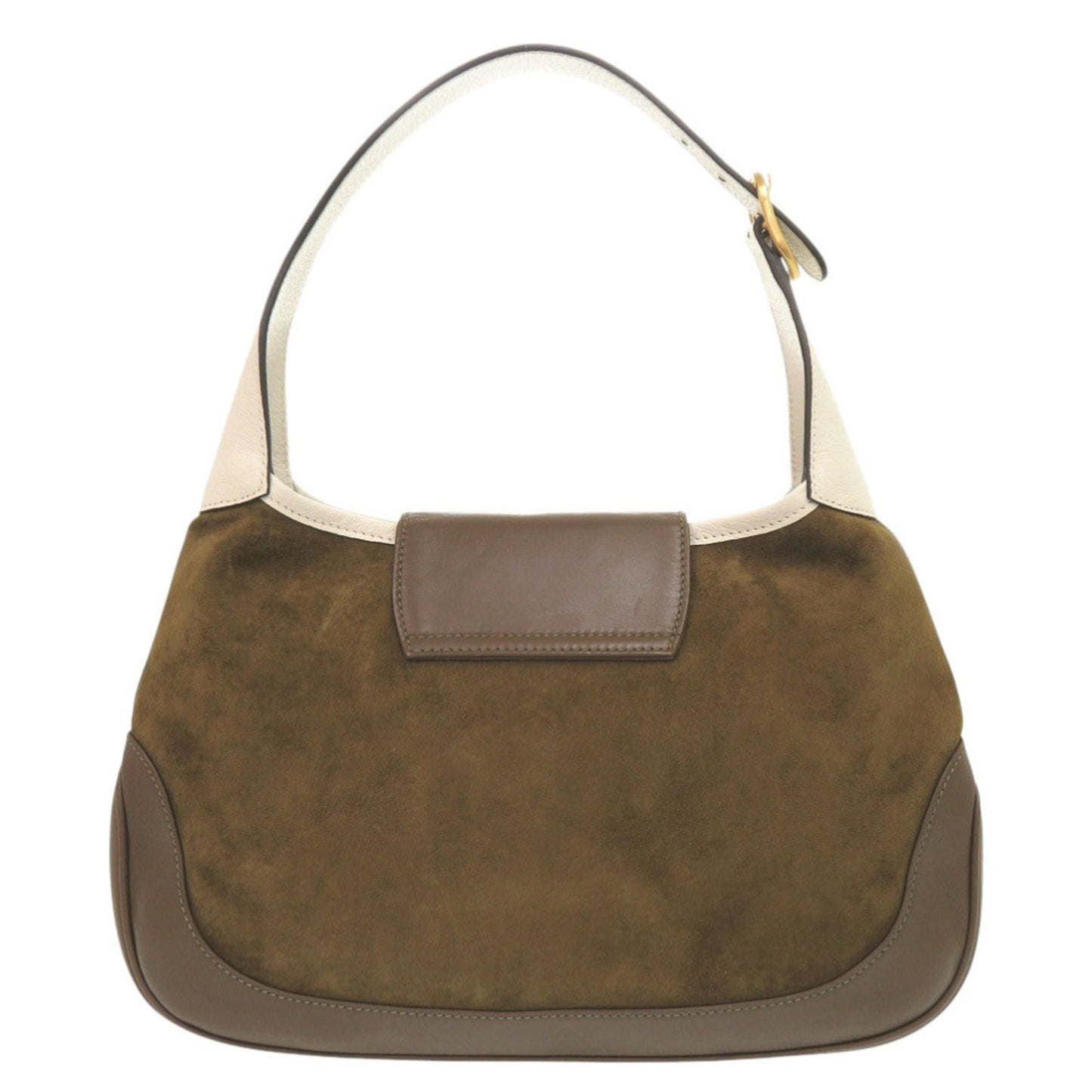 Gucci Brown Ivory Khaki Leather Suede Shoulder Bag