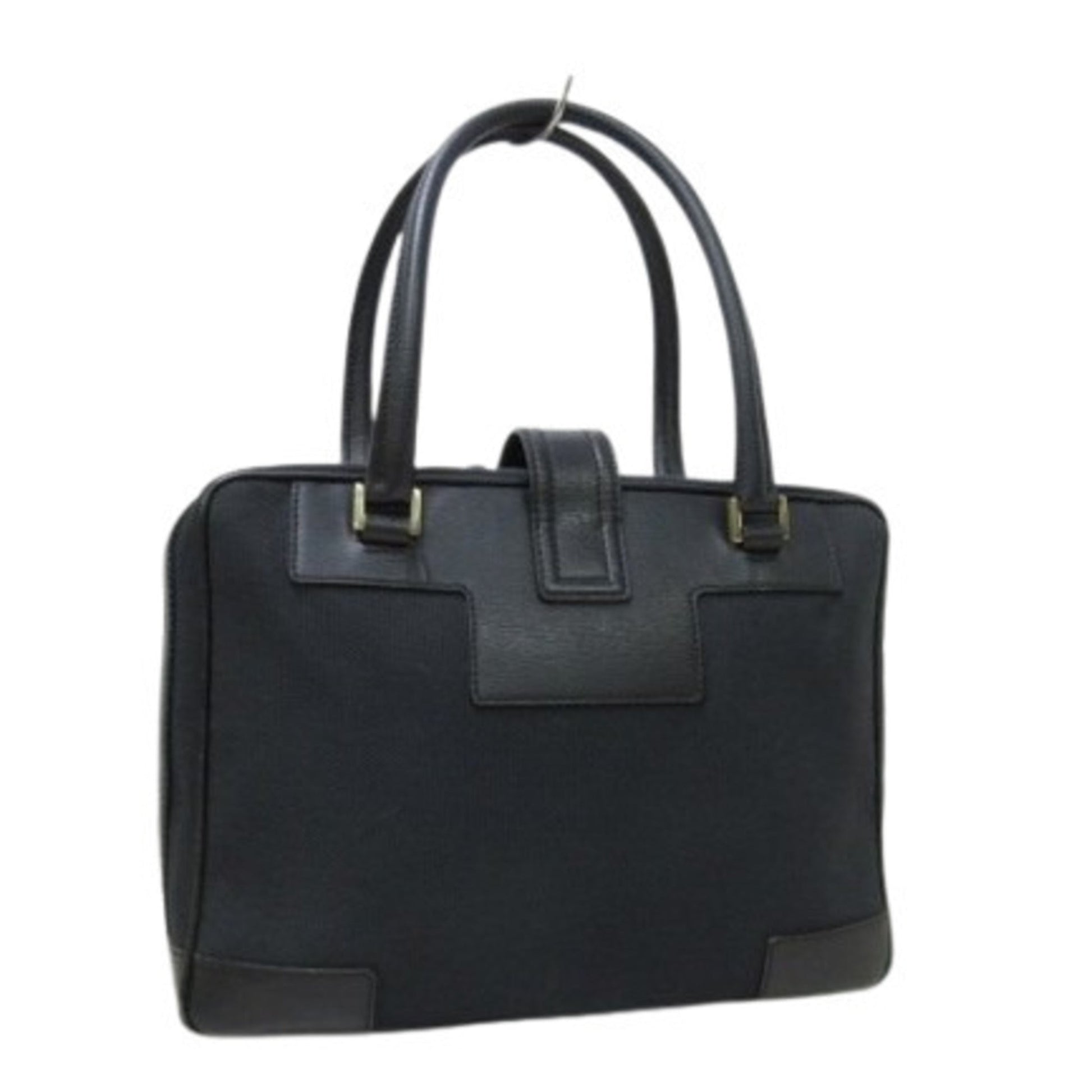 Gucci Black Canvas Leather Handbag Shoulder Bag Tote Bag