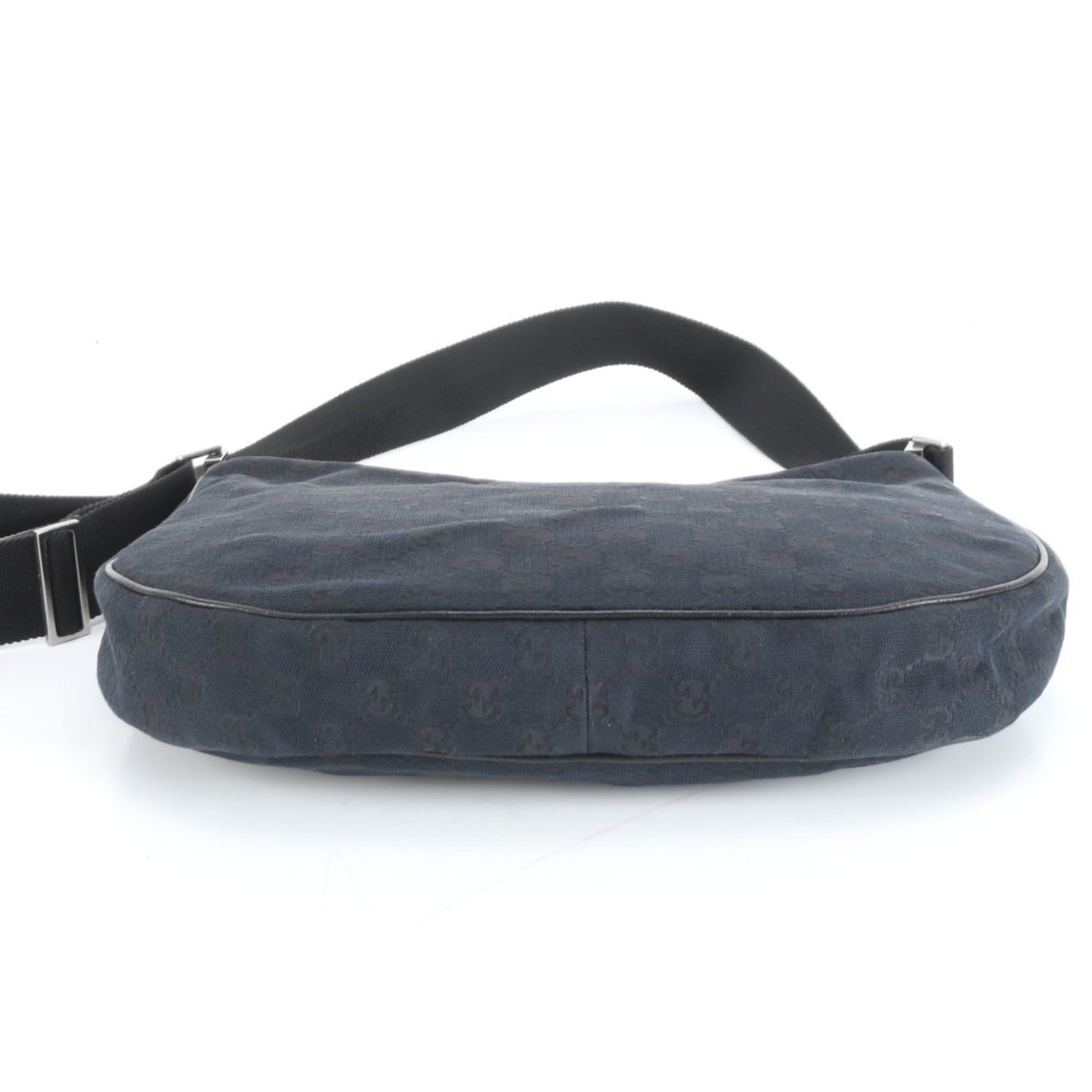 Gucci Black Leather Canvas Shoulder Bag