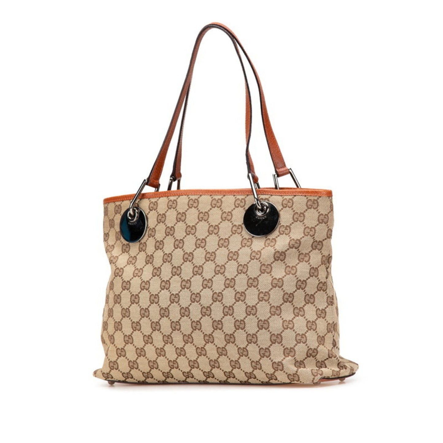 Gucci Beige Brown Canvas Leather Shoulder Bag Tote Bag