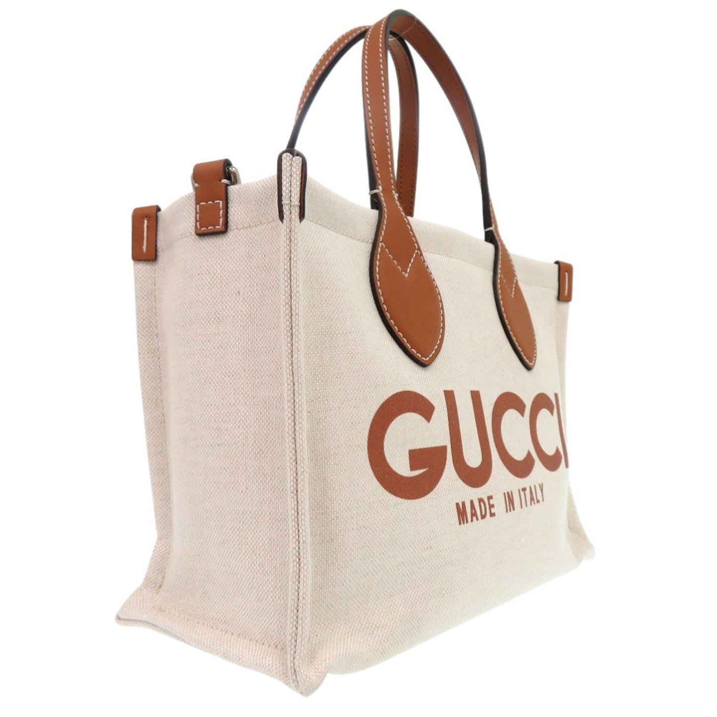 Gucci Beige Canvas Leather Handbag