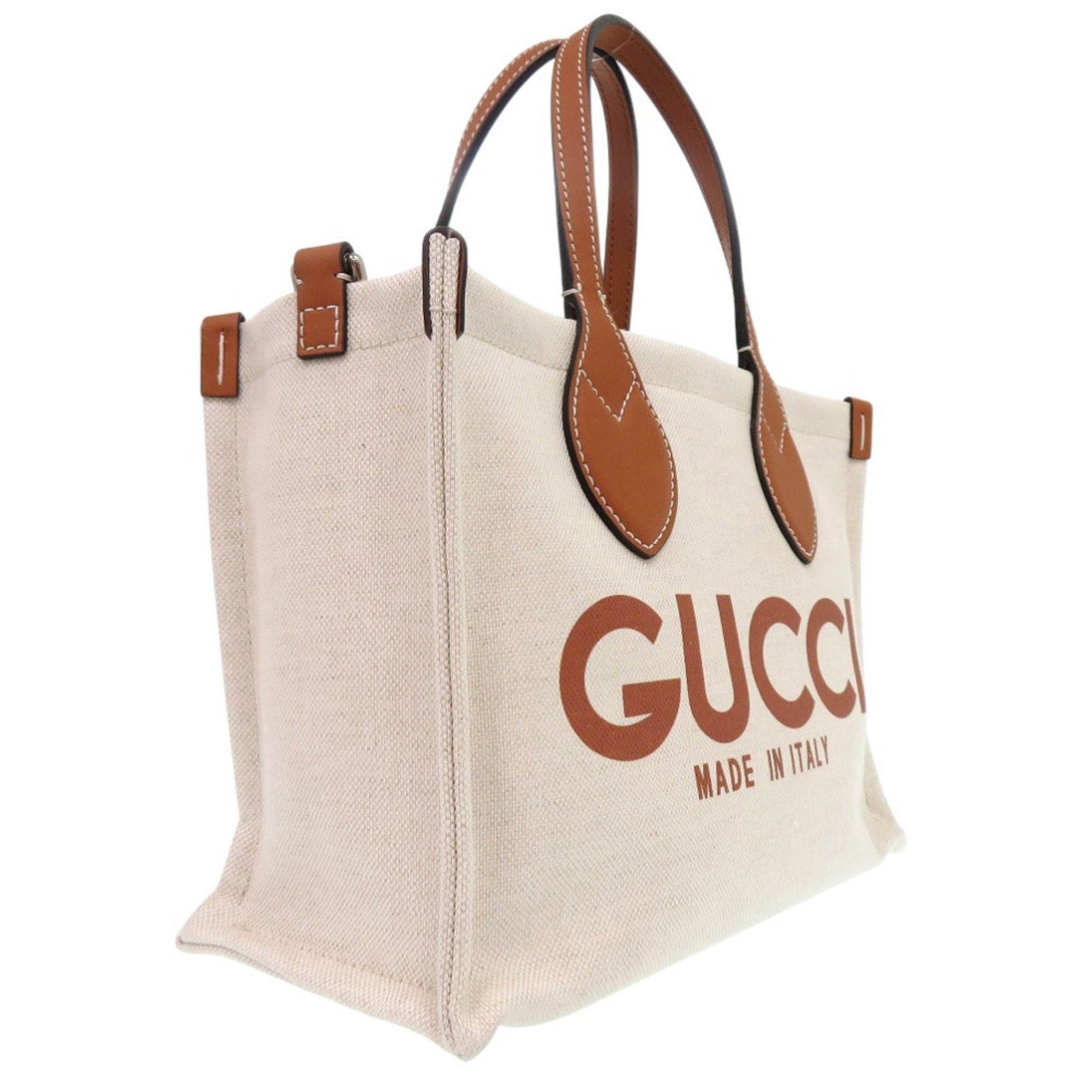 Gucci Beige Canvas Leather Handbag