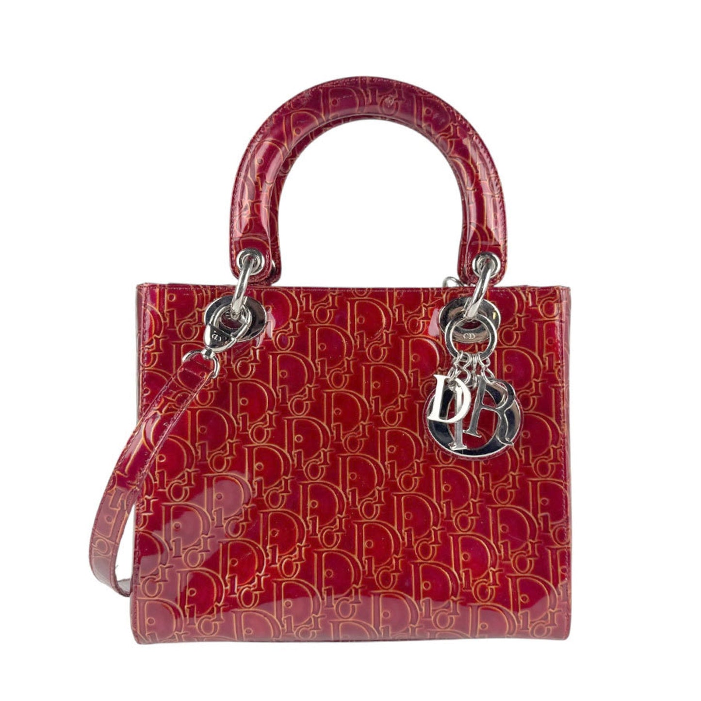 Dior Handbag Christian Color Shoulder Bag Leather Patent Red
