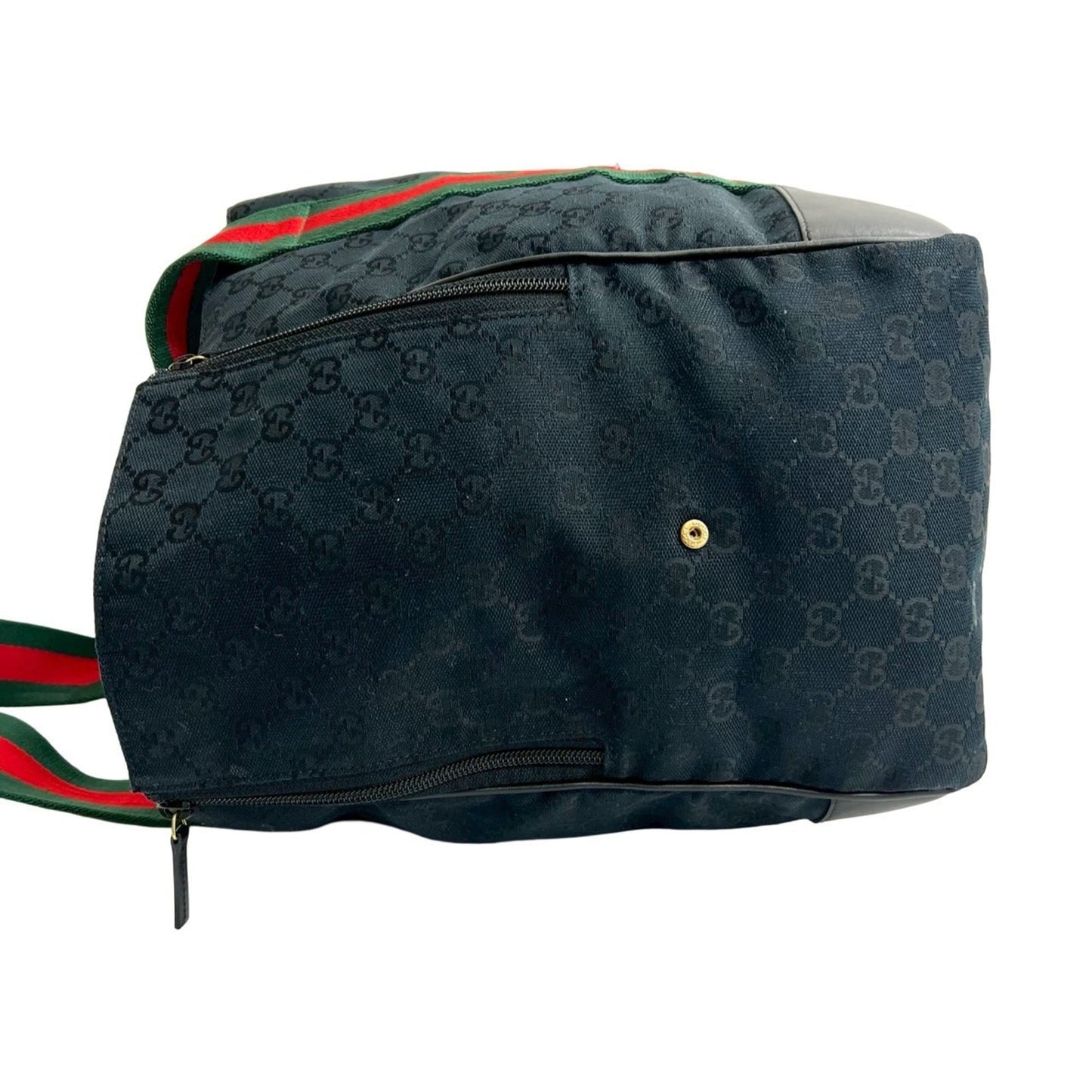 Gucci Black Green Red Color Canvas Leather Handbag Tote Bag