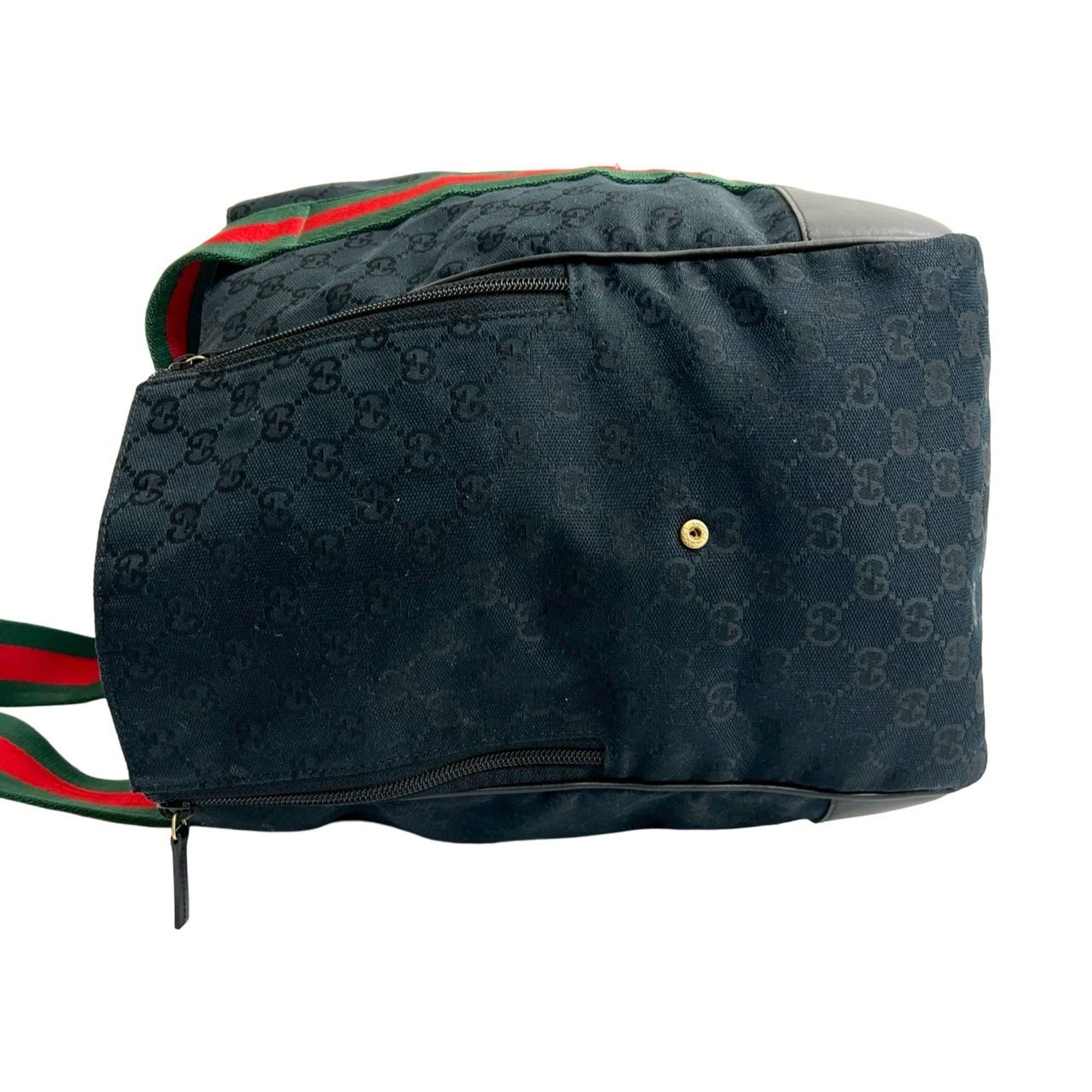 Gucci Black Green Red Color Canvas Leather Handbag Tote Bag