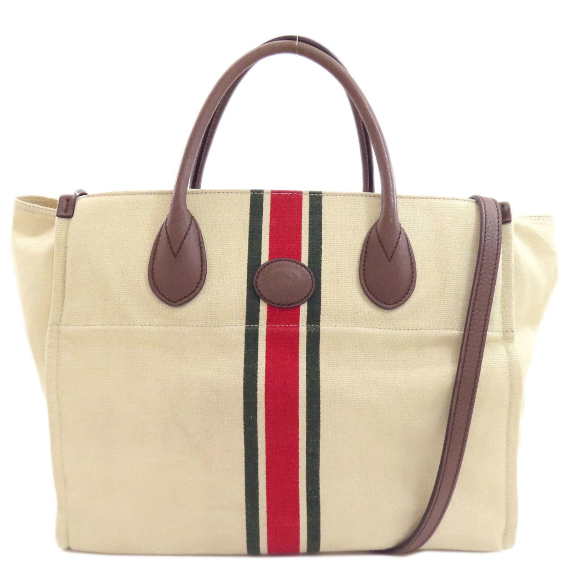 Gucci Beige Brown Canvas Handbag