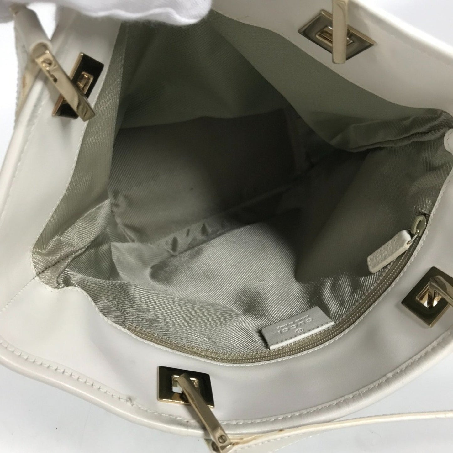 Gucci Blue White Canvas Leather Shoulder Bag Tote Bag